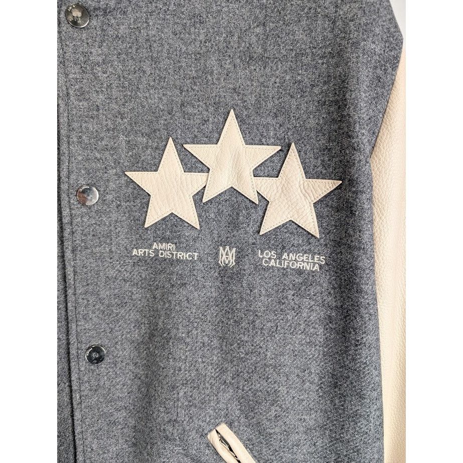 Amiri o1rshd1 Oversized Stars Varsity Jacket in Gray Size US XL / EU 56 / 4 - 5 Thumbnail