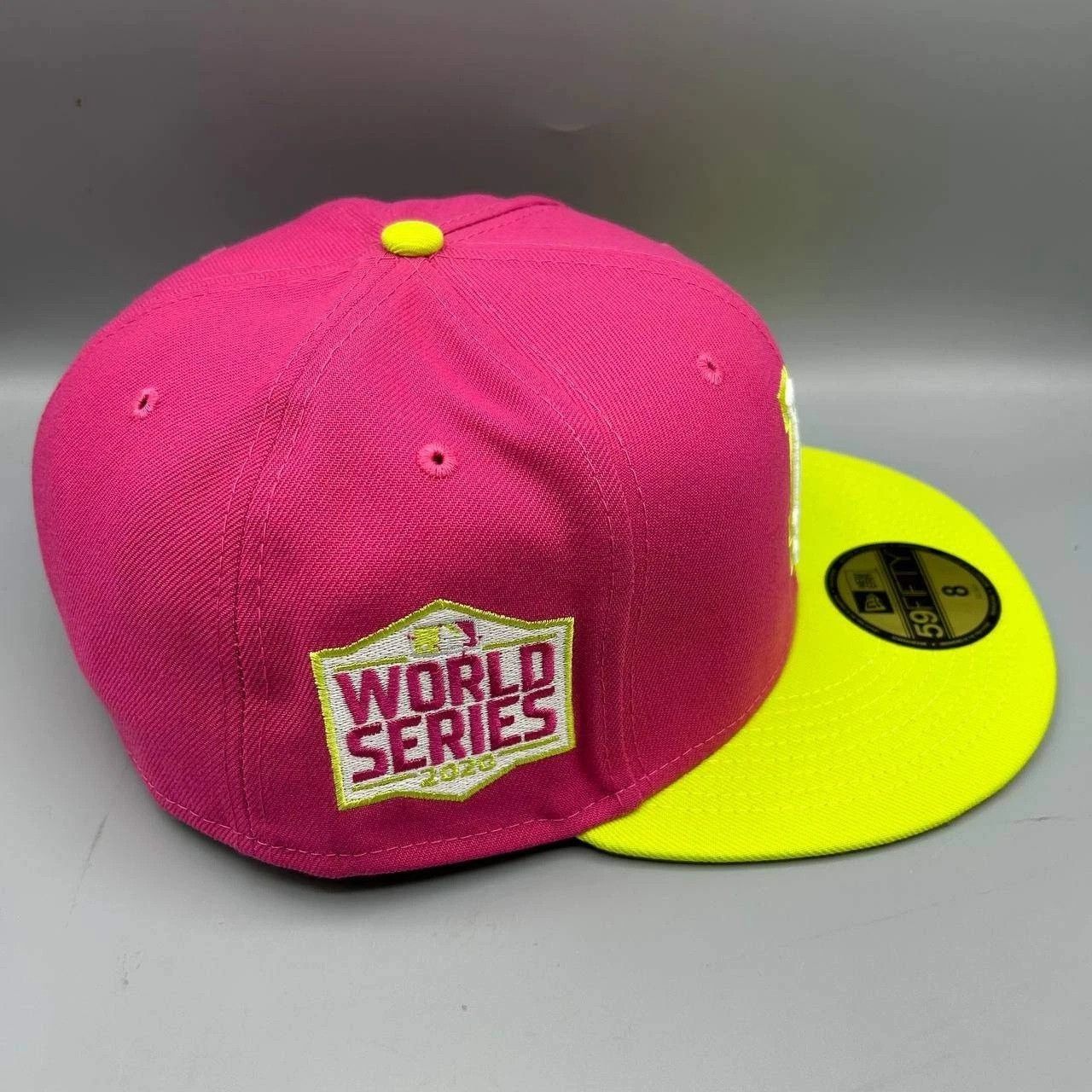 New Era Los Angeles LA Dodgers Hat Men 8 Pink Yellow MLB Fitted Cap Size ONE SIZE - 1 Thumbnail