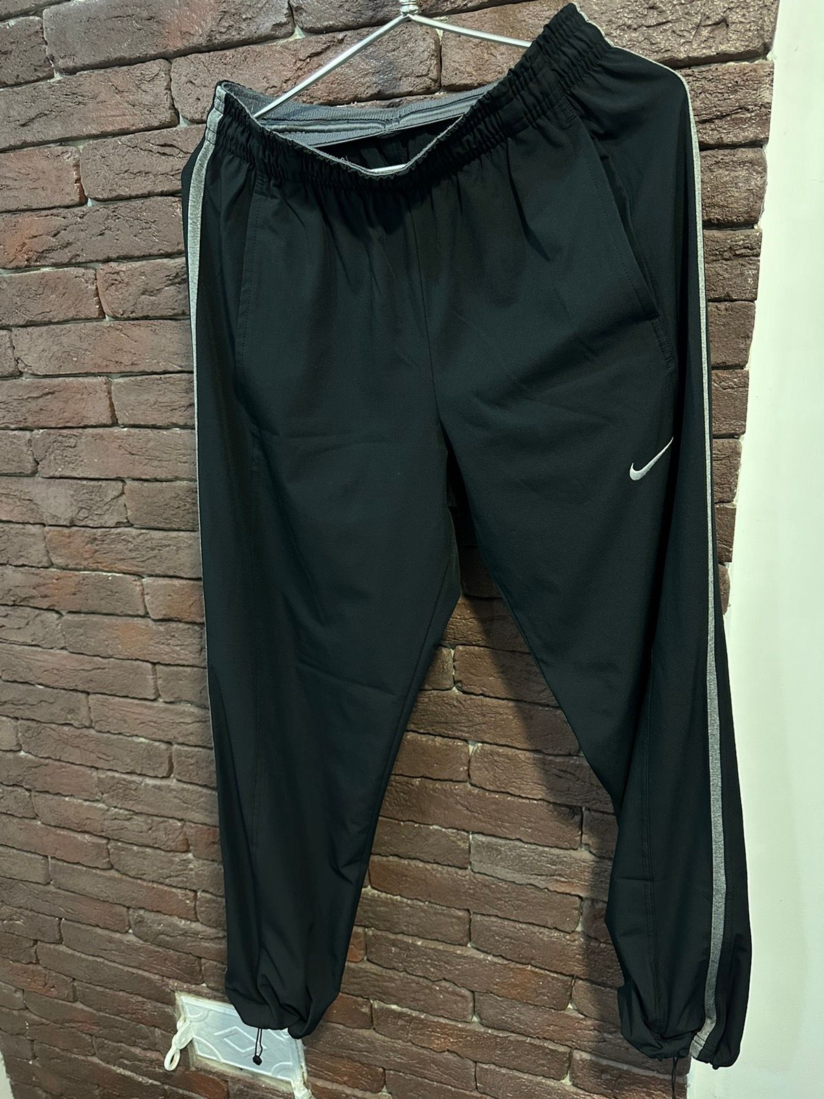 Pre-owned Nike X Vintage Nike Sweatpants Joggers Y2k Swoosh Drill Sport Pants In Black