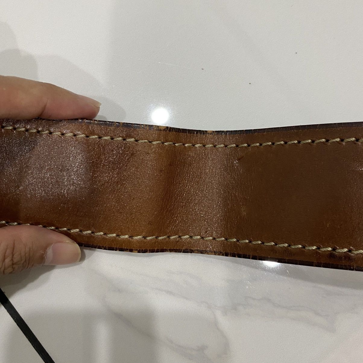 Emporio Armani VTG Emporio Armani Spanish Civil War Eagle Buckle Leather Size 32 - 6 Thumbnail