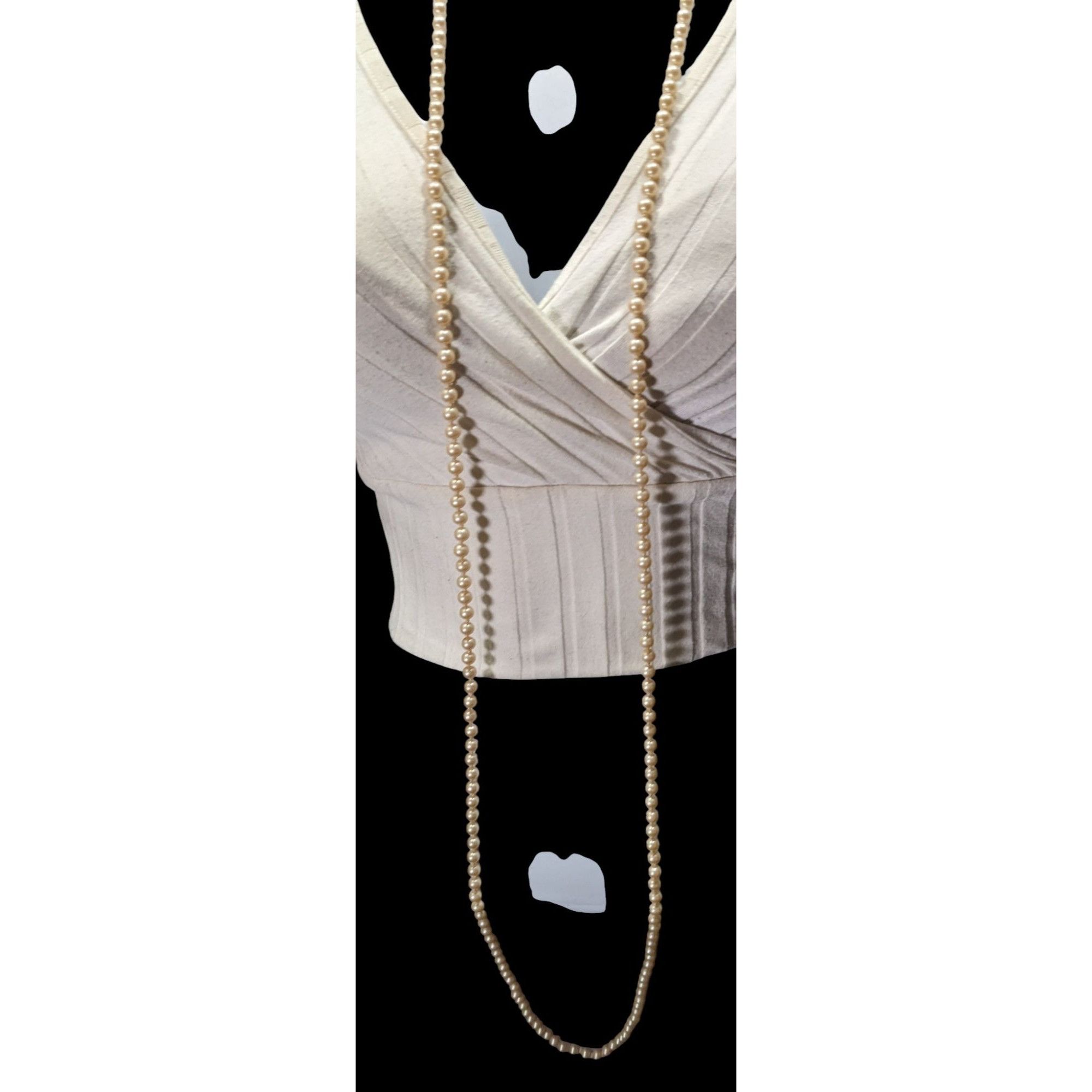Other Vintage Japanese Cream Faux Pearl Extra Long Beaded Necklace Size ONE SIZE - 3 Thumbnail