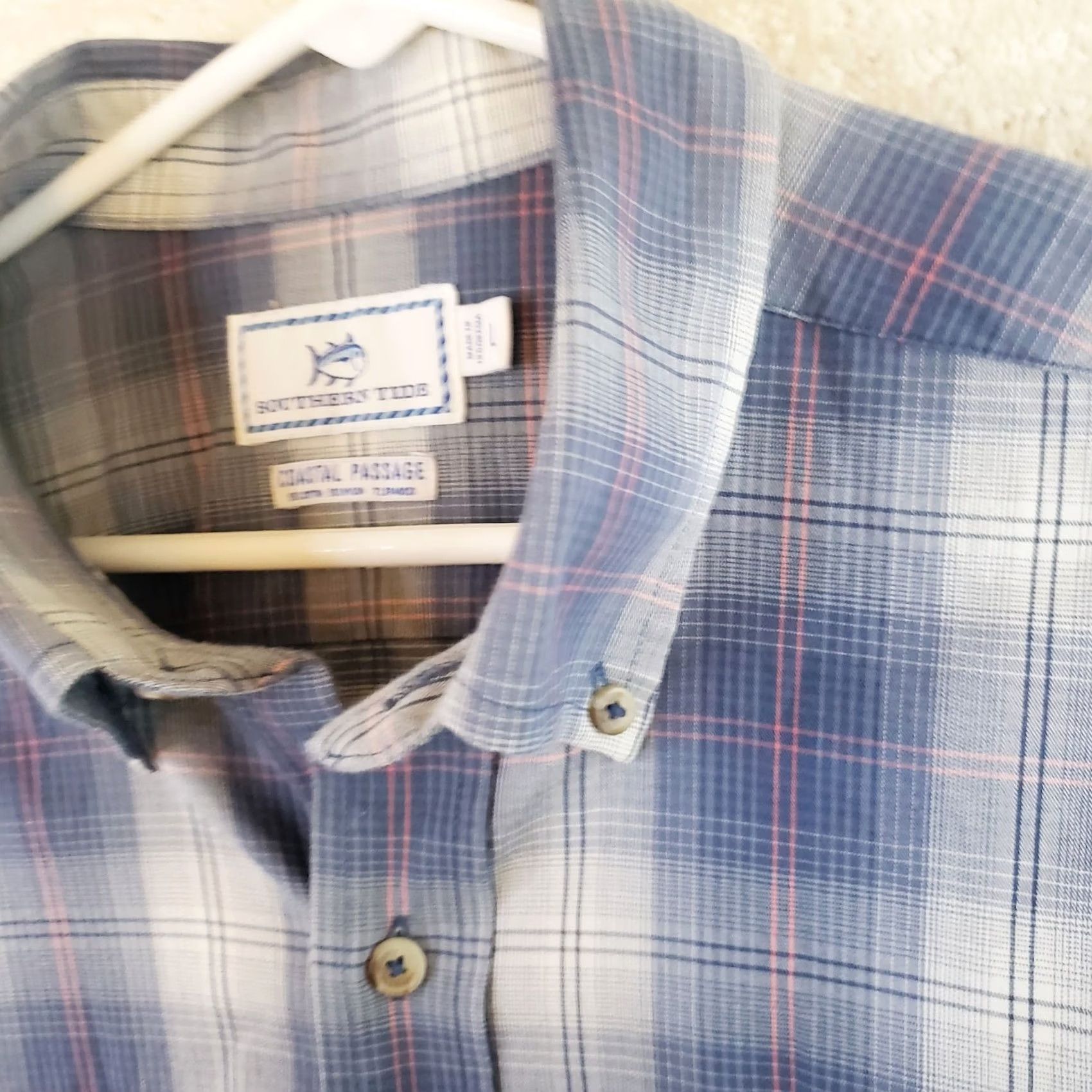 Southern Tide Southern Tide Coastal Passage Button-Down Shirt Men’s Large Plaid Performance Blue Cotton Elastodiene Regular Nautical Preppy Embroidered Pocket Size US L / EU 52-54 / 3 - 7 Thumbnail