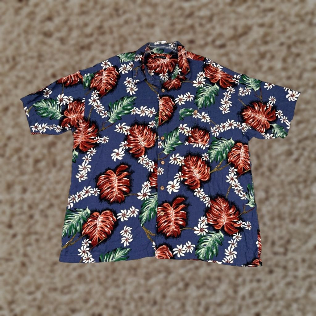 Vintage Knightsbridge Shirt Adult 3XL Blue Floral 100% Rayon Hawaiian Button Up Size US XXL / EU 58 / 5 - 1 Thumbnail