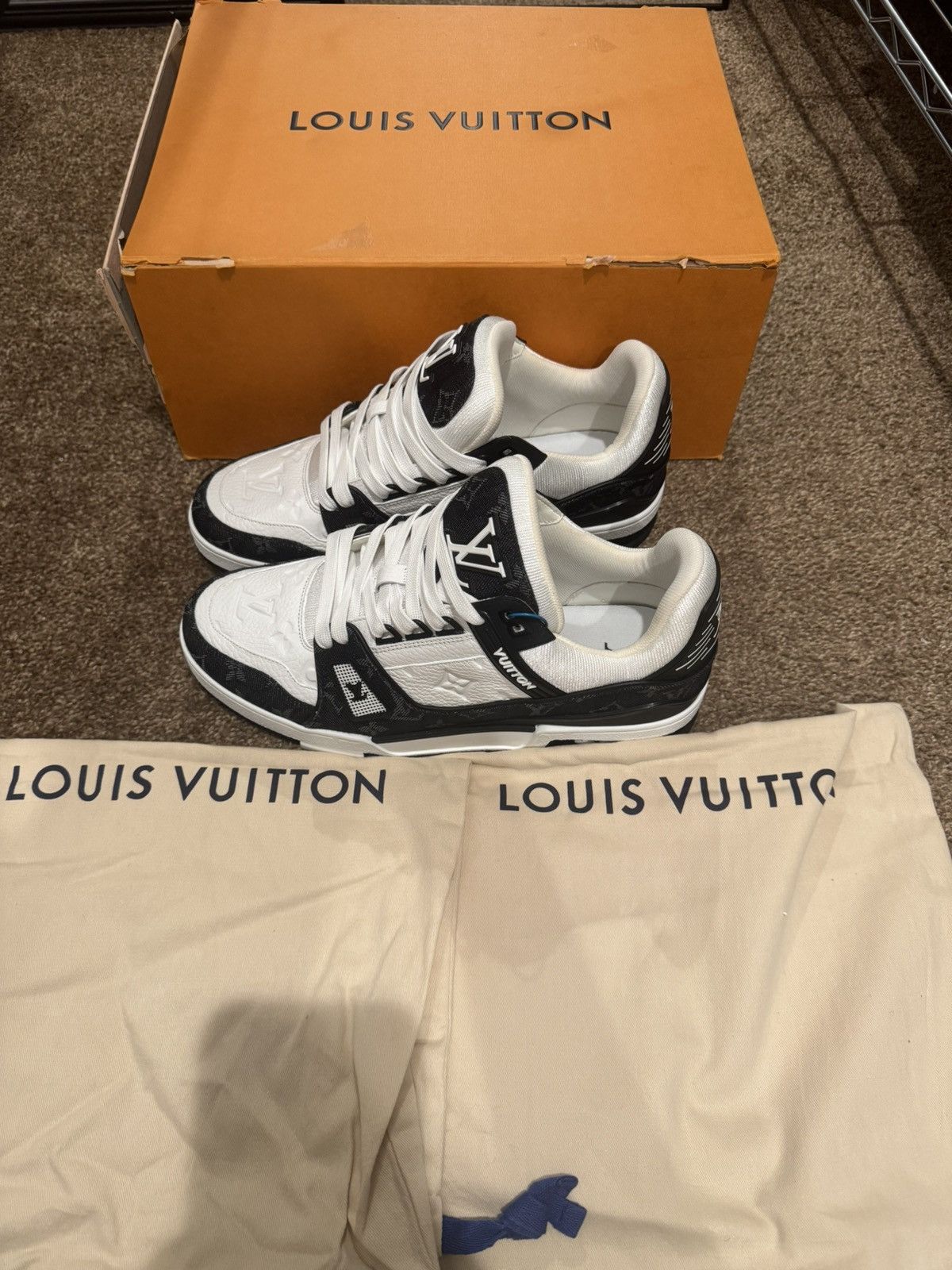 Louis Vuitton LV Trainer Low Monogram Denim Black White Size US 8.5 / EU 41-42 - 1 Thumbnail