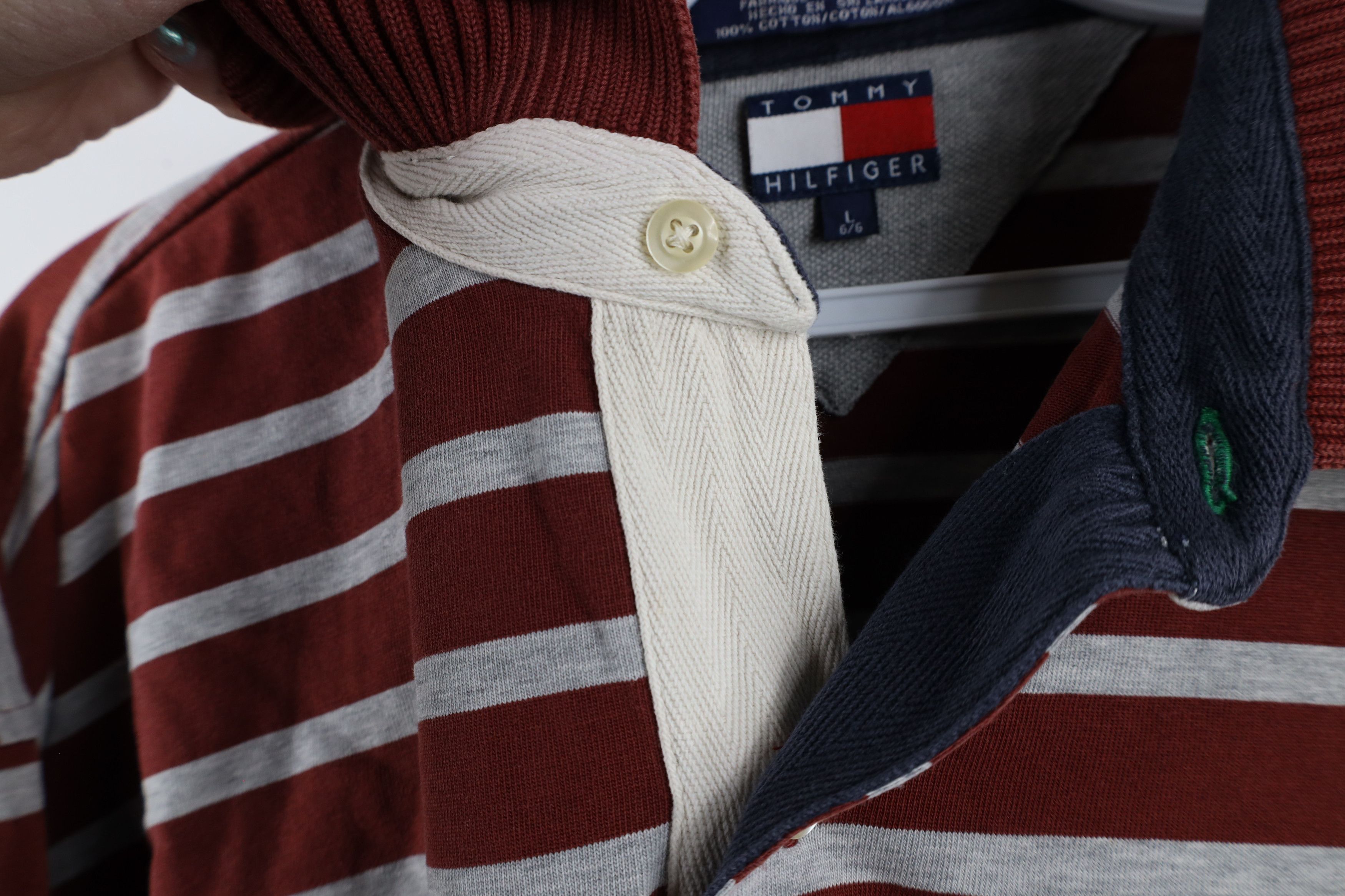 Tommy Hilfiger × Vintage Vintage 90s Tommy Hilfiger Striped Long Sleeve Rugby Polo Size US L / EU 52-54 / 3 - 6 Thumbnail