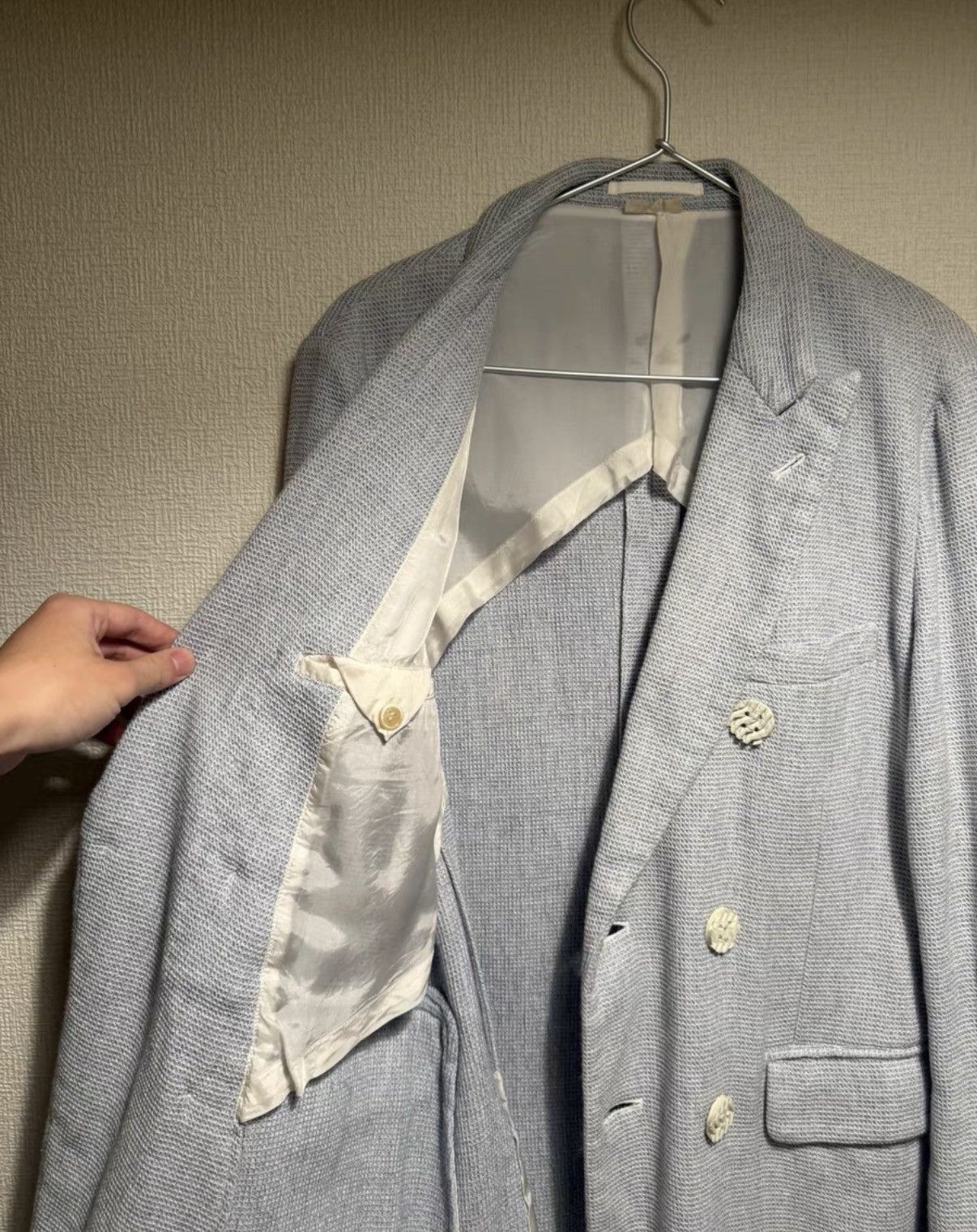 Comme des Garcons Blue Double-Breasted Light Jacket Size M Size US M / EU 48-50 / 2 - 6 Thumbnail