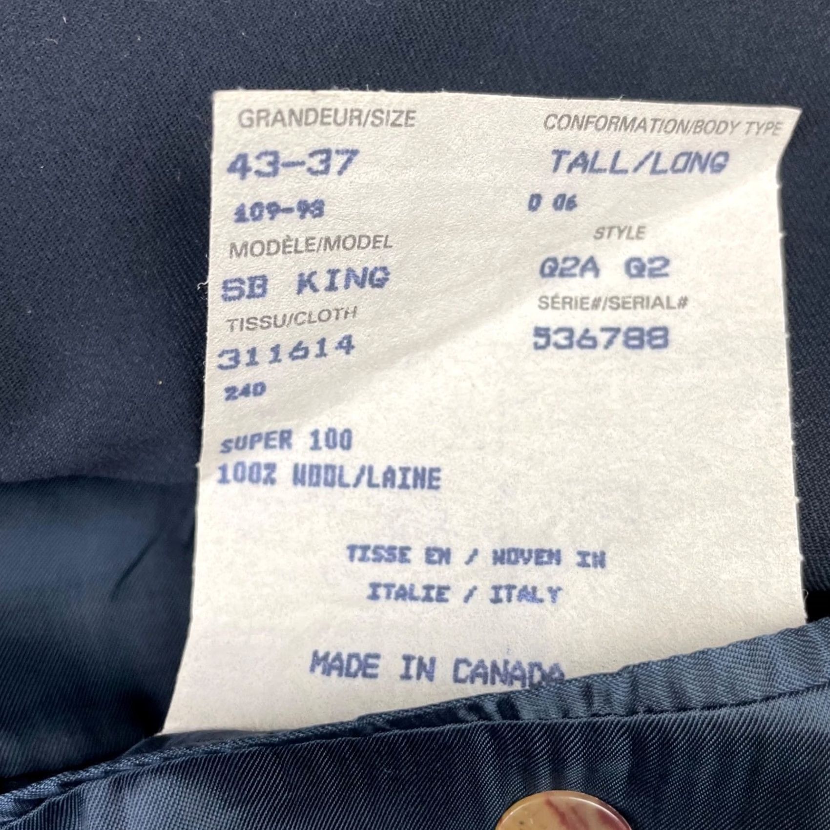 Vintage Samuelsohn Men's King Blazer Jacket 100% Wool Navy Blue 2-Button 43R Size 46R - 6 Thumbnail