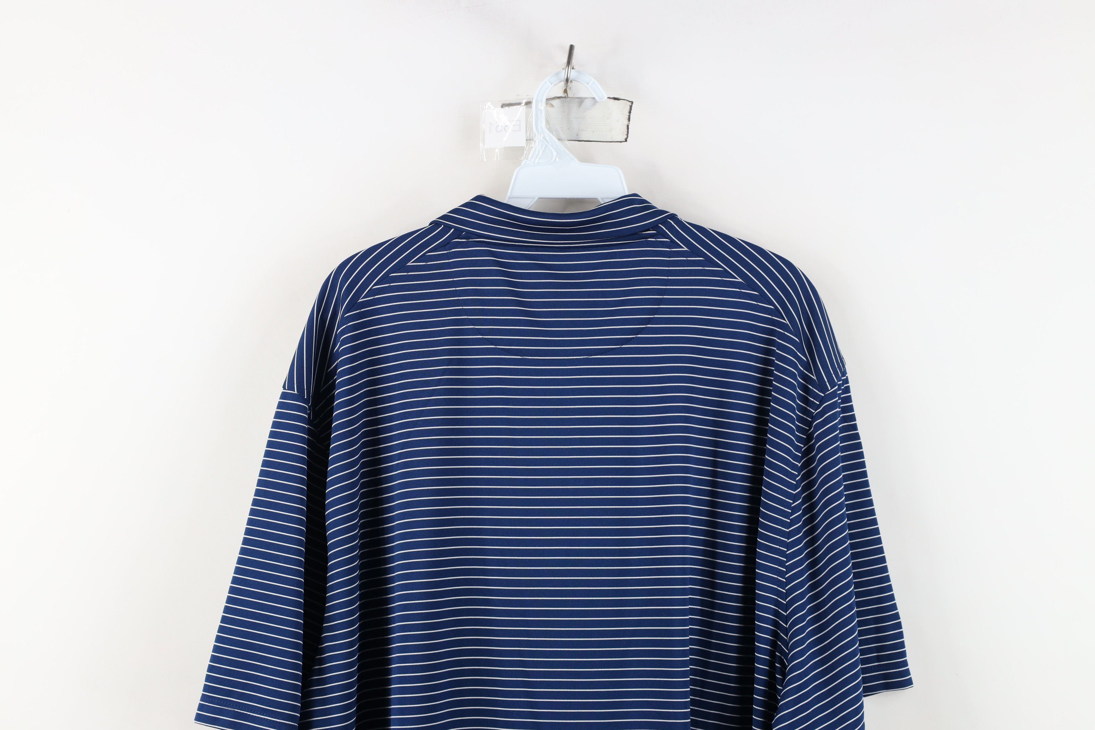 Nike Nike Scott Mini Swoosh Pinstriped Knit Golf Polo Shirt Blue Size US XXL / EU 58 / 5 - 11 Thumbnail