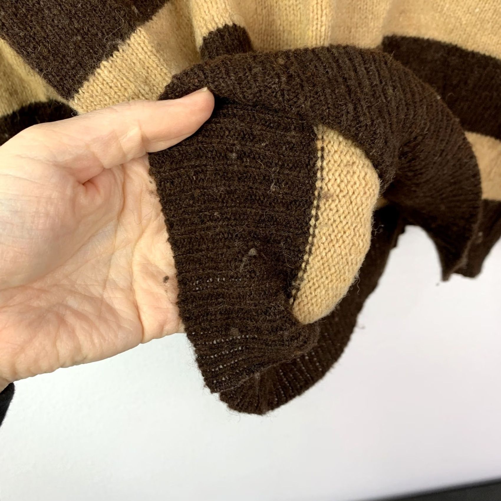 Jantzen VINTAGE Jantzen Polo Sweater Striped Knit Collared Mens L Brown Tan Pullover Rib-Knit Modern Classic Retro 90s Size US L / EU 52-54 / 3 - 6 Thumbnail