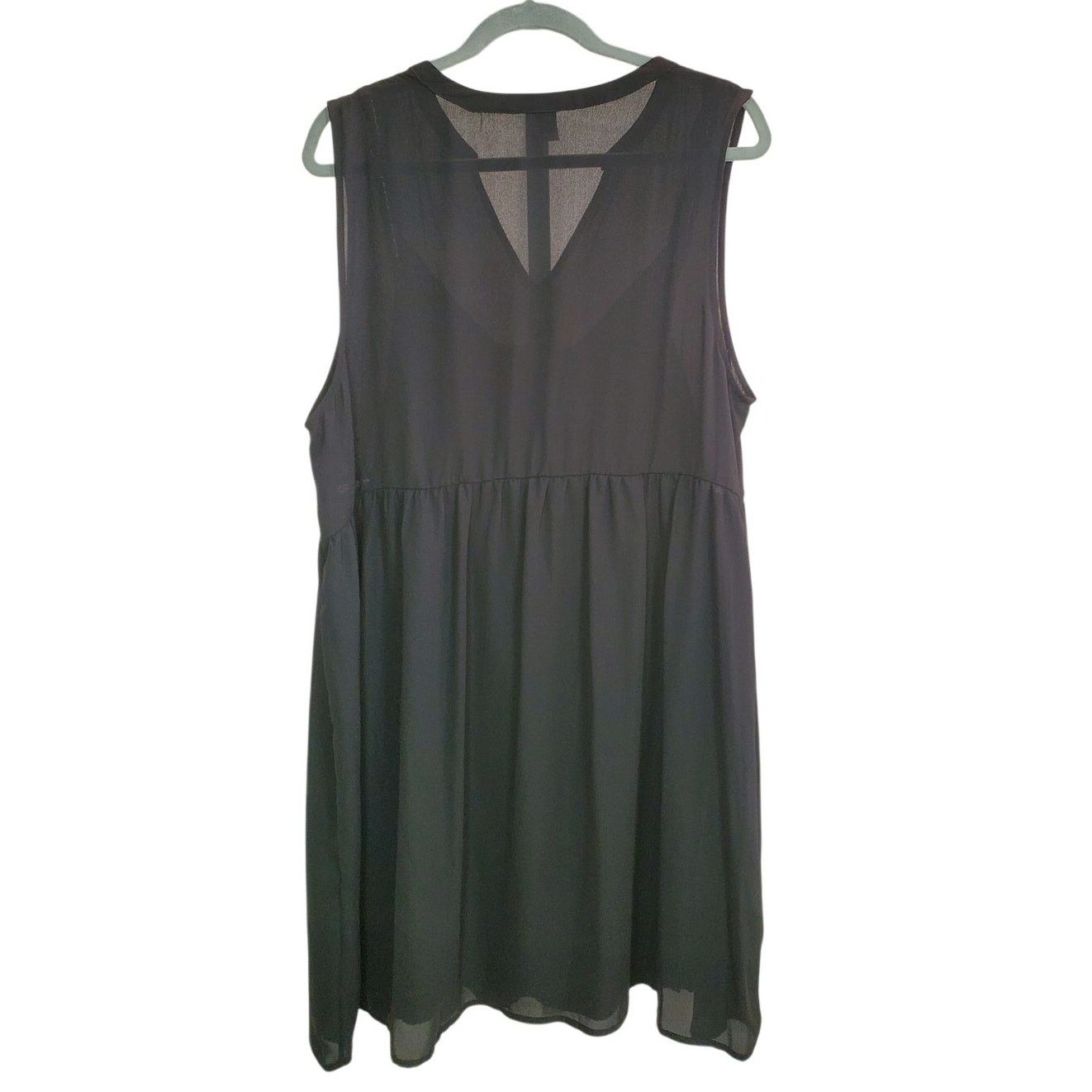 Old Navy Old Navy Black Sheer Overlay Sleeveless V-Neck Dress XL Size XL / US 12-14 / IT 48-50 - 2 Thumbnail