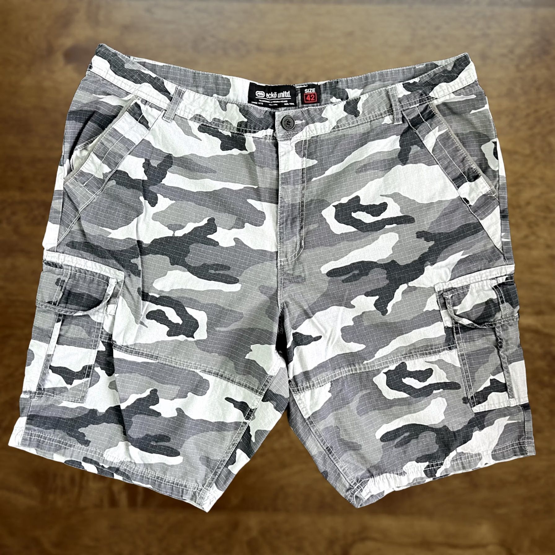 Ecko Unltd. Y2K Ecko Unltd Mens Cargo Shorts Gray Camo Ripstop Army Casual Cotton 42 Inseam 11 Front Flat Front Pockets Vintage No Mens Size US 42 / EU 58 - 1 Thumbnail