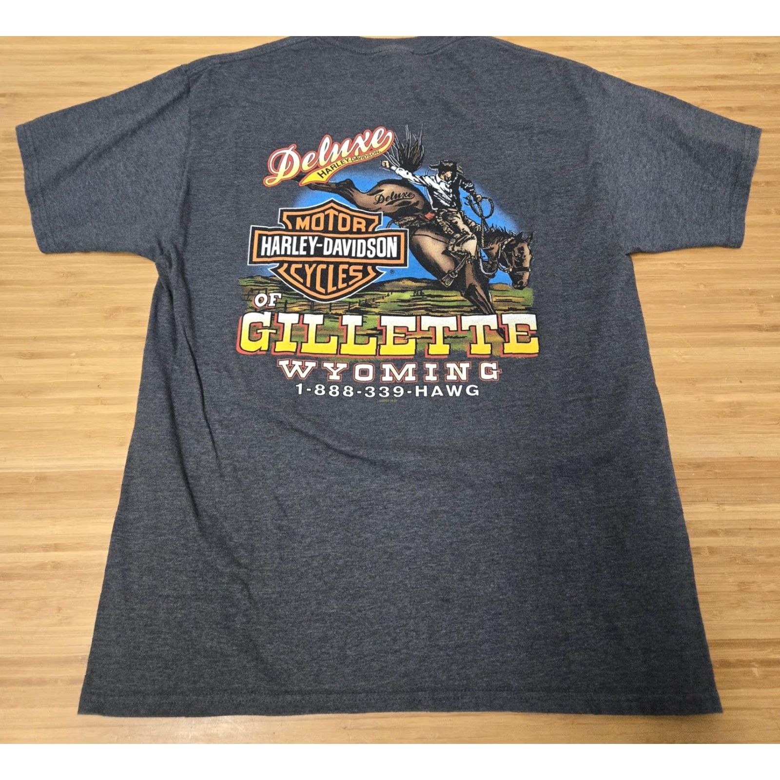 Harley Davidson Harley-Davidson Shirt Mens L Gray Deluxe Gillette Wyoming Cowboy Motorcycle Tee Shirt Size US L / EU 52-54 / 3 - 4 Thumbnail