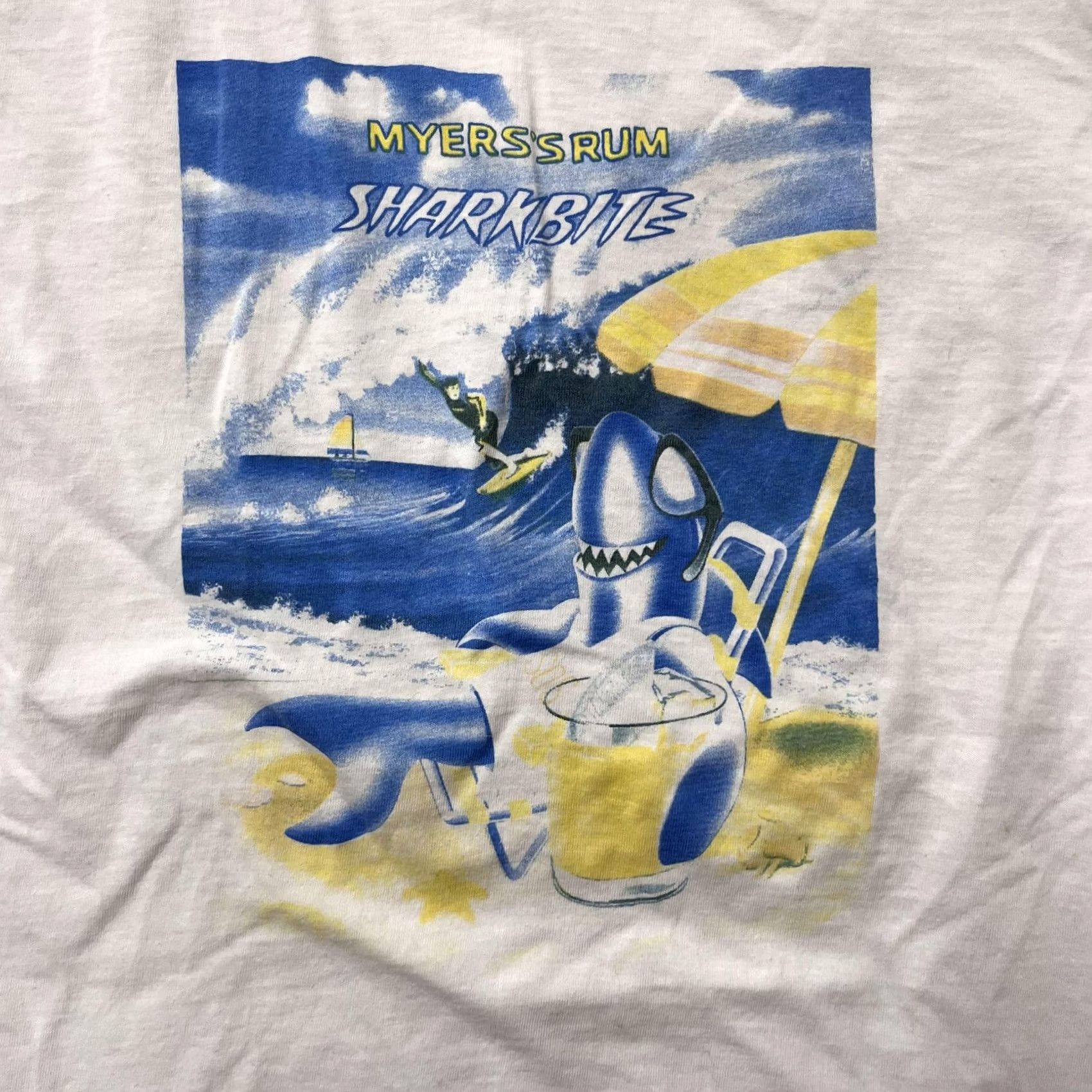 Vintage VINTAGE Myers Rum Shirt Mens XL White Sharkbite Tee 90s Single Stitch Size US XL / EU 56 / 4 - 2 Thumbnail