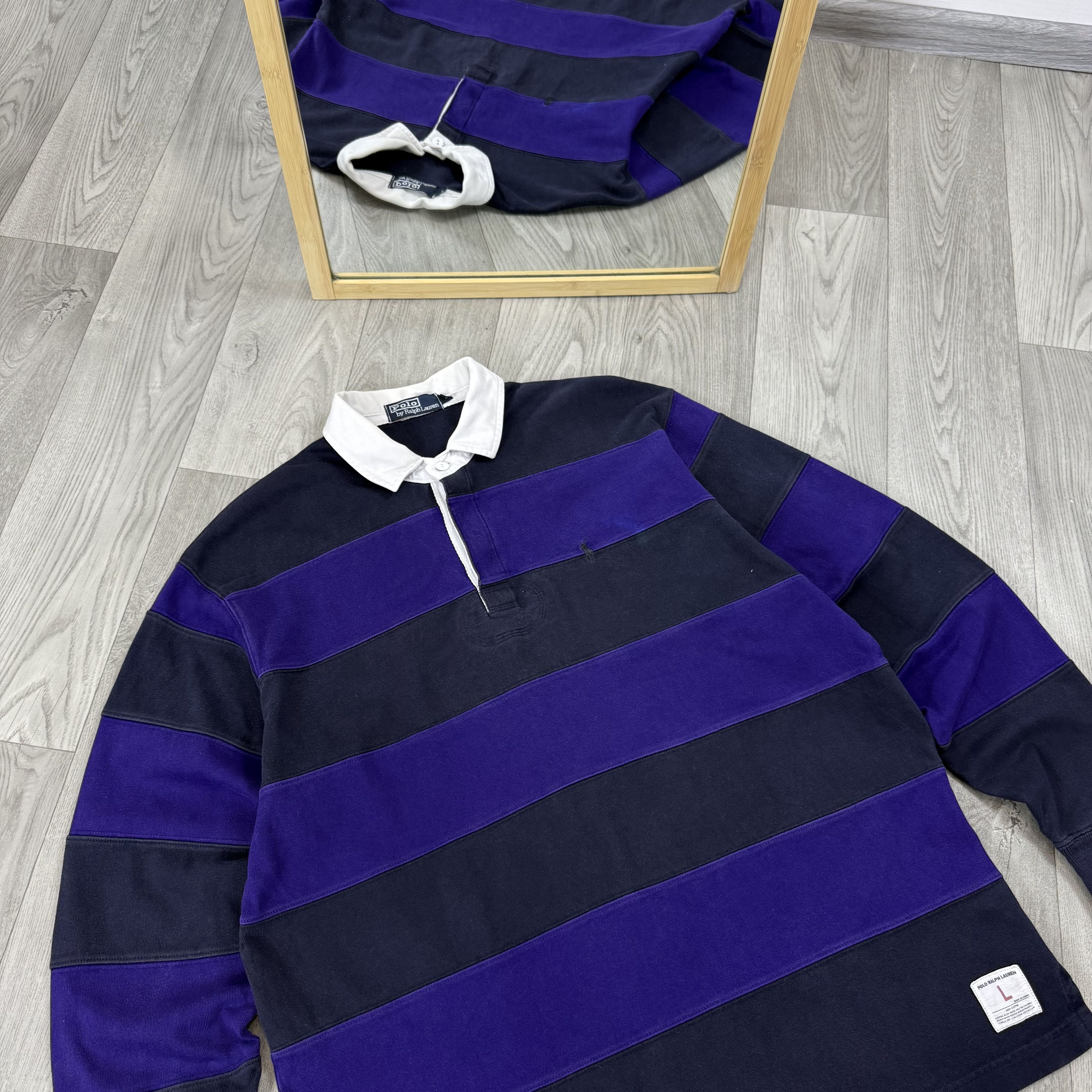 Polo Ralph Lauren Vintage Polo Ralph Lauren Striped Long Sleeve Rugby Shirt Size US L / EU 52-54 / 3 - 4 Thumbnail