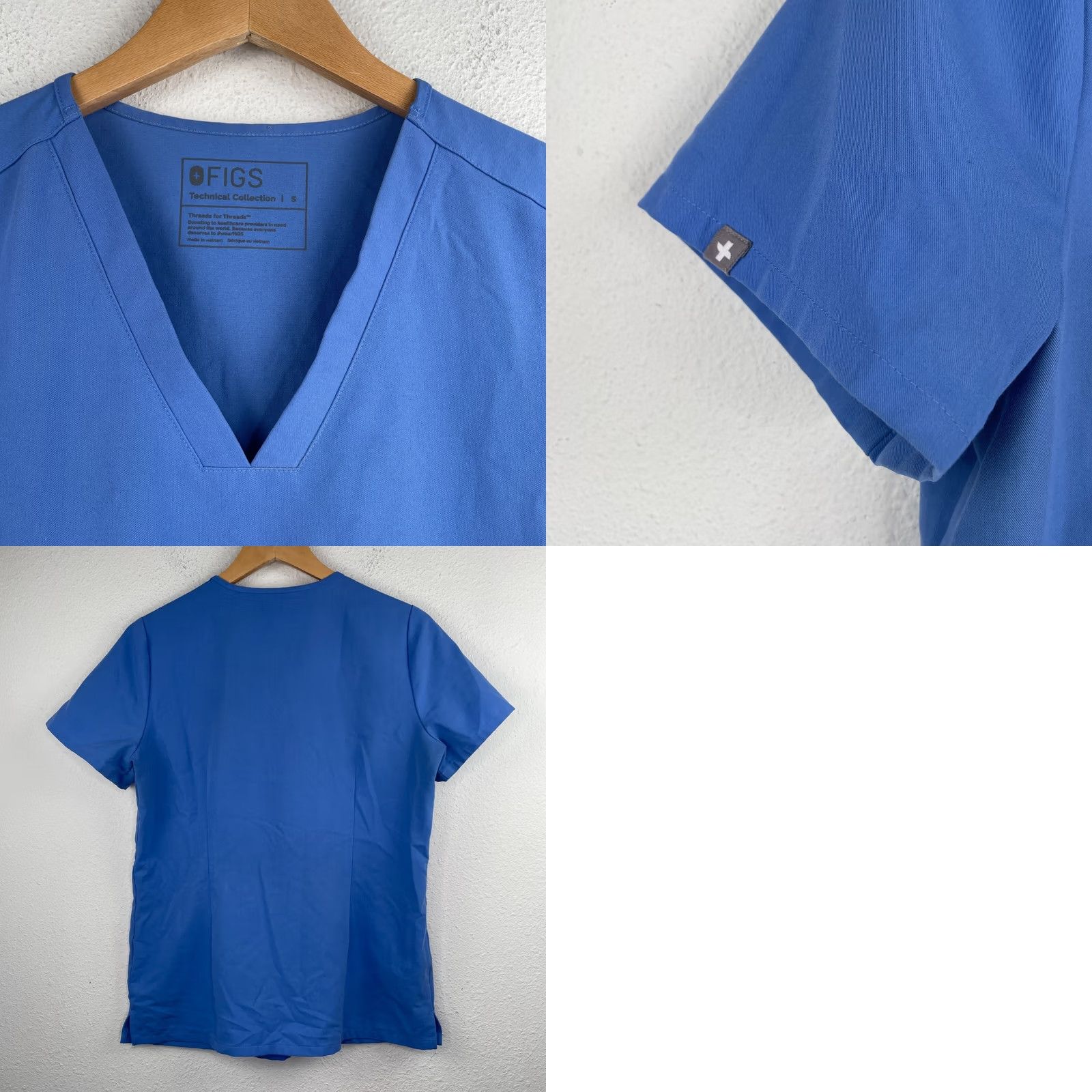 Vintage FIGS Technical Collection Blue Scrub Top Womens Size S Double Pocket Shirt Womens Scrubs Medical Solid Blue Medical Size S / US 4 / IT 40 - 8 Thumbnail