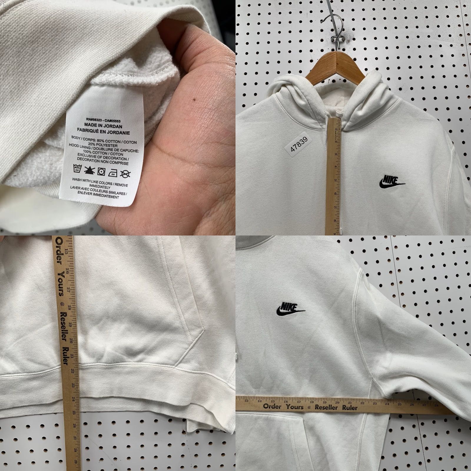 Nike Nike Essential Hoodie Sweatshirt Mens Large White Fleece Hooded Swoosh Pullover Size US L / EU 52-54 / 3 - 8 Thumbnail