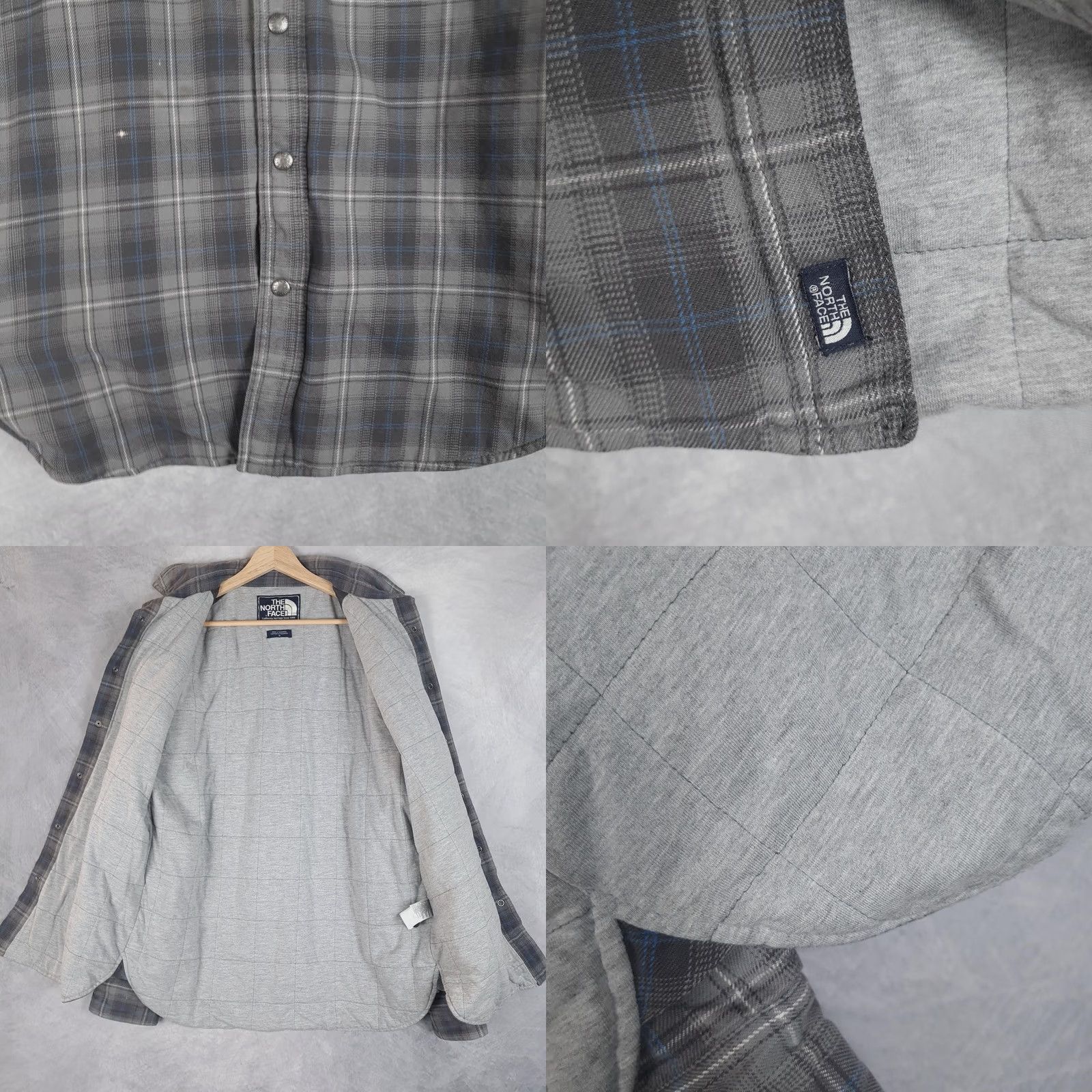 The North Face The North Face Shirt Jacket Mens M Gray Plaid Quilted Snap Lined Cotton Flannel Centered Hem Pockets Logo Vintage No Size US M / EU 48-50 / 2 - 9 Thumbnail