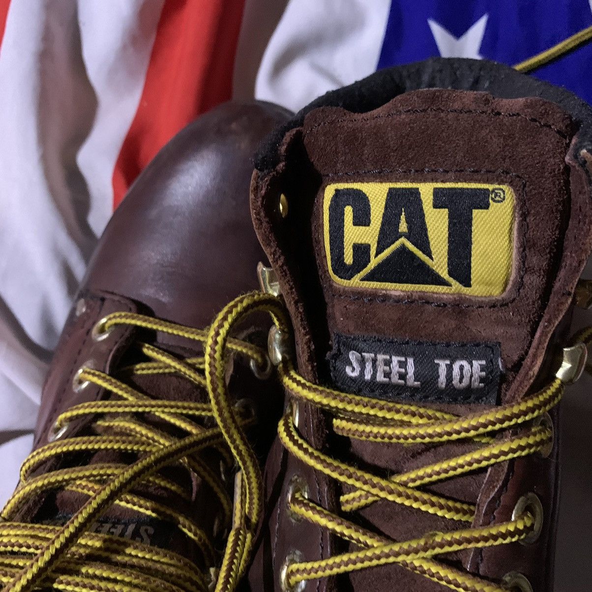 Vintage CAT WATER RESISTANT STEEL TOE CAP WIDE BROWN LEATHER BOOTS Size US 9 / EU 42 - 9 Thumbnail