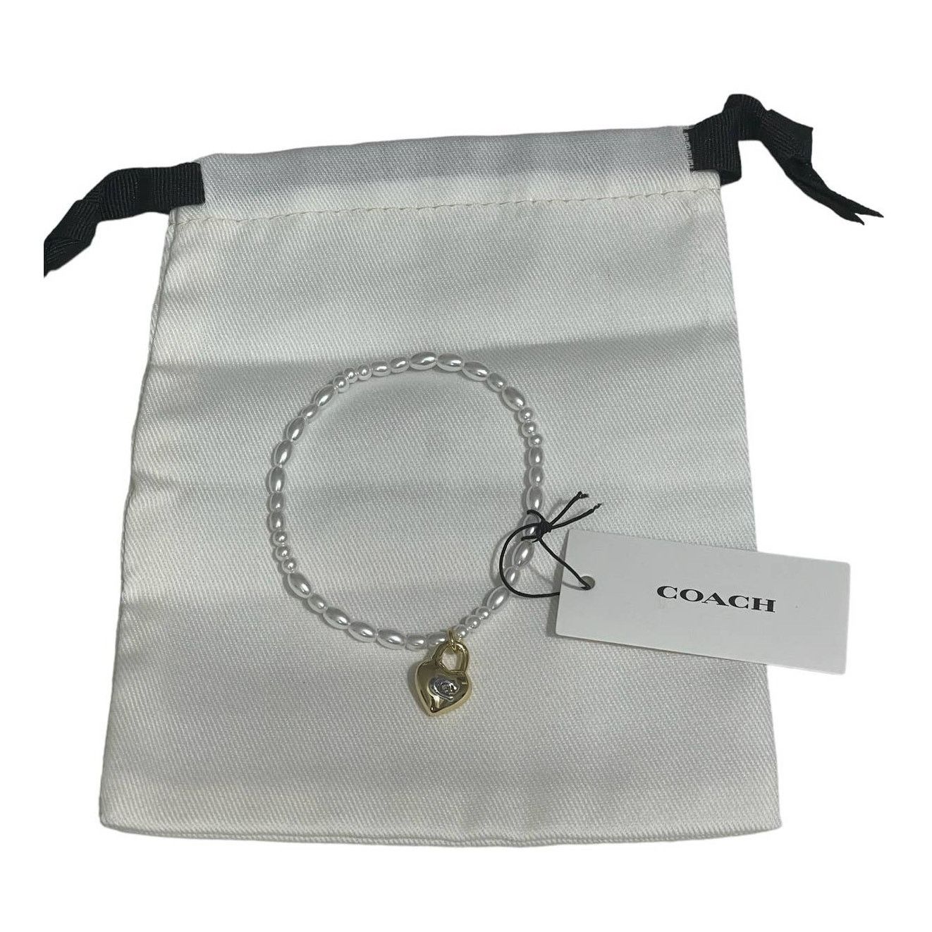 Coach Coach Heart Lock Stretch Bracelet Glass pearls Size ONE SIZE - 2 Thumbnail