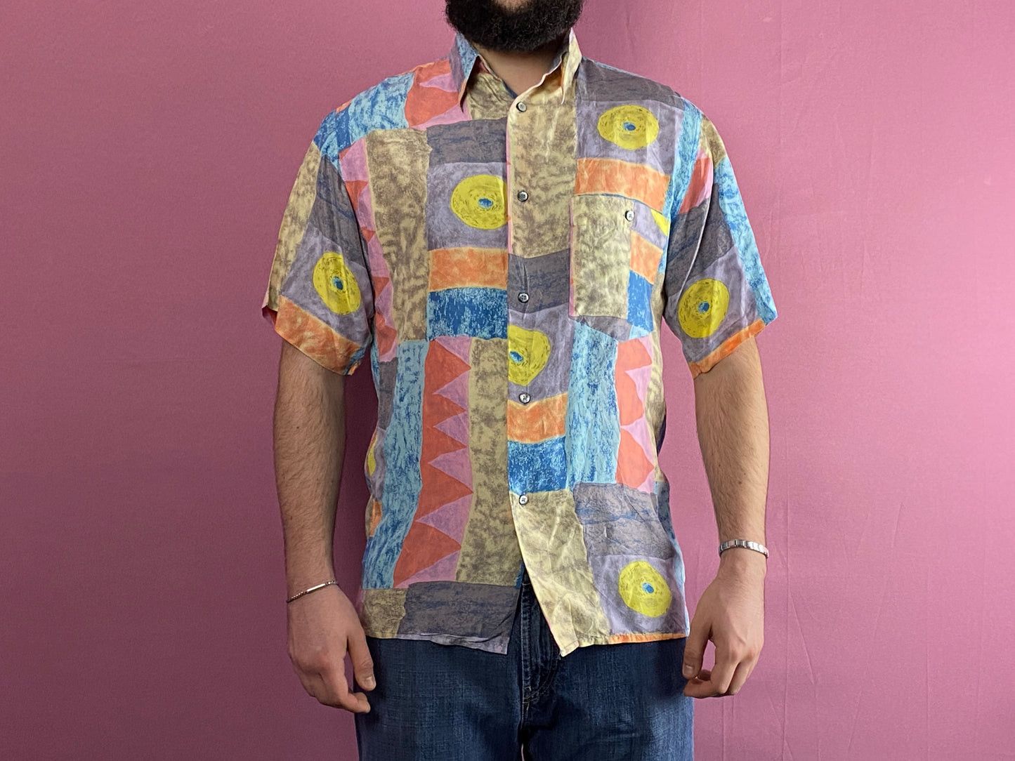 Vintage Rian Rucci Vintage Men's Abstract Print Short Sleeve Shirt-S Size US M / EU 48-50 / 2 - 3 Thumbnail