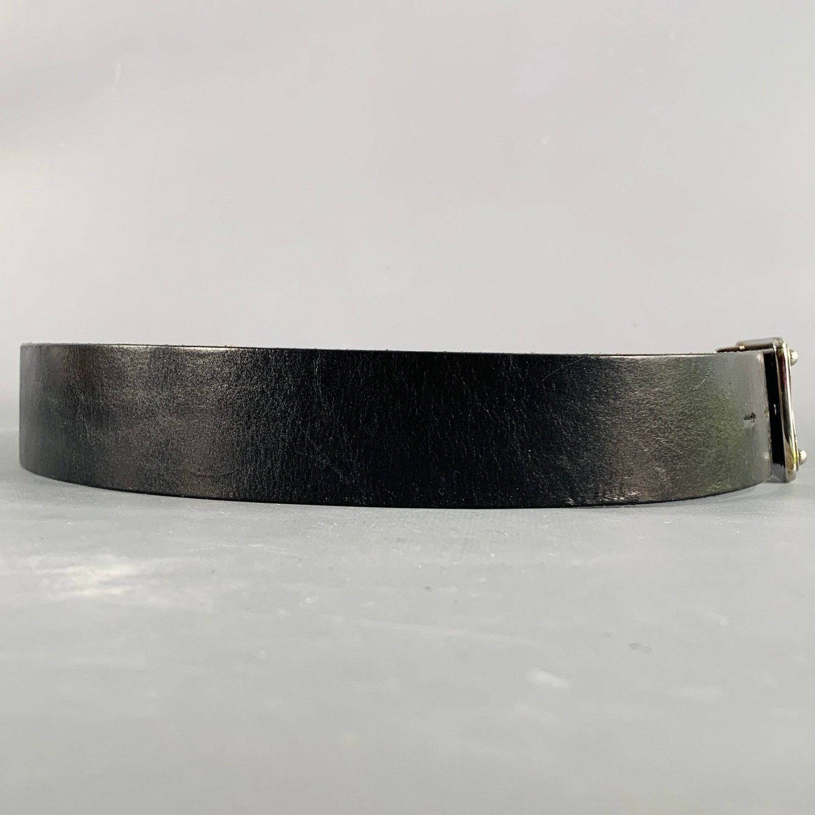 Dolce & Gabbana DOLCE & GABBANA Size 34 Black Silver Leather Belt Size 34 - 3 Thumbnail