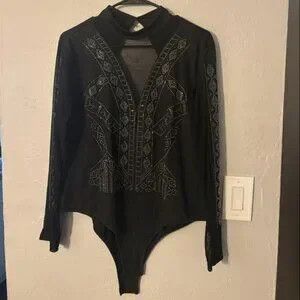 Other Black Rhinestone Mesh Bodysuit Size XXL / US 16-18 / IT 52-54 - 3 Thumbnail