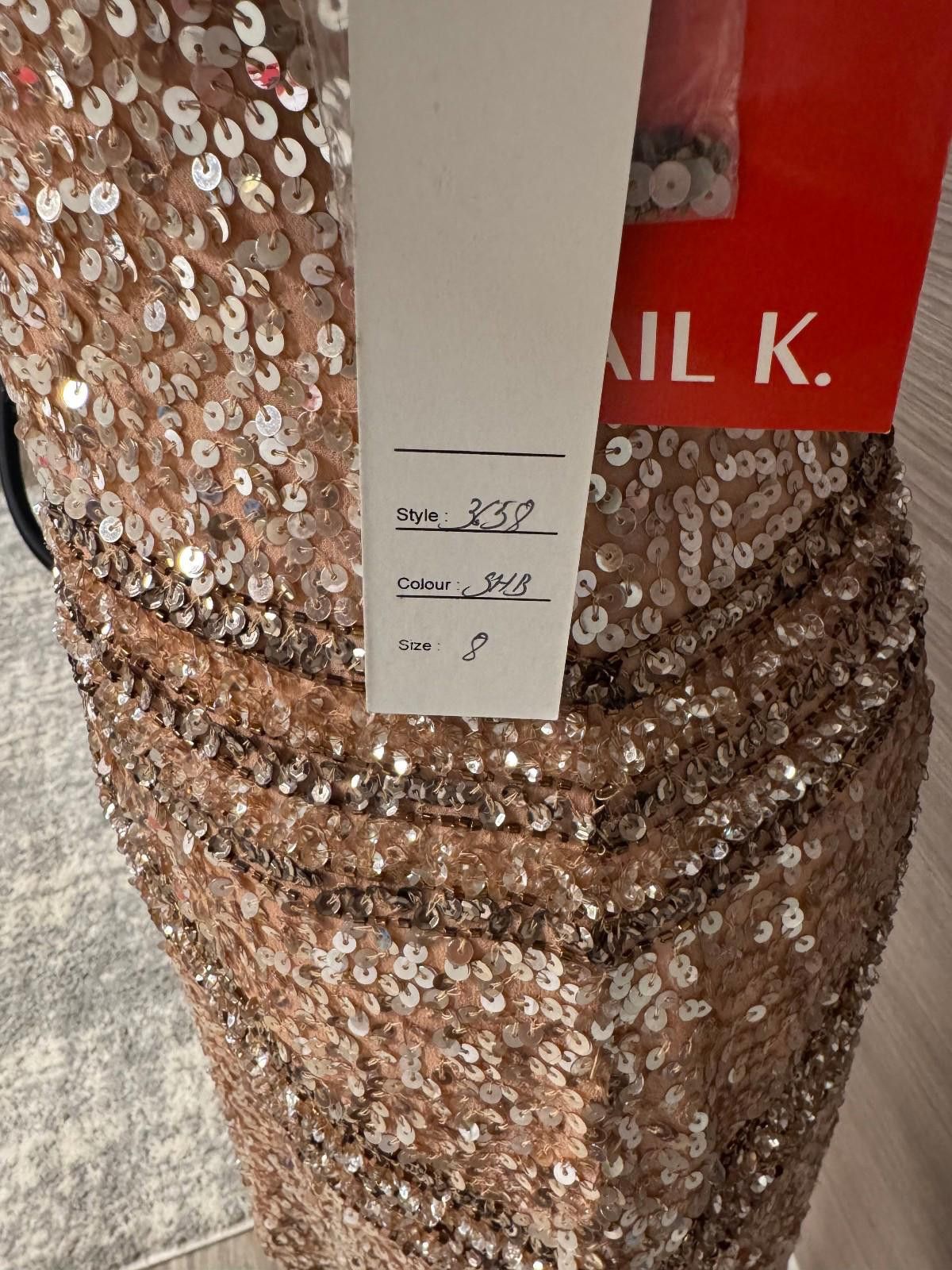 Other Shail K Sequin Cocktail Dress Sz 8 Rose Gold Sleeveless Silk Size M / US 6-8 / IT 42-44 - 6 Thumbnail