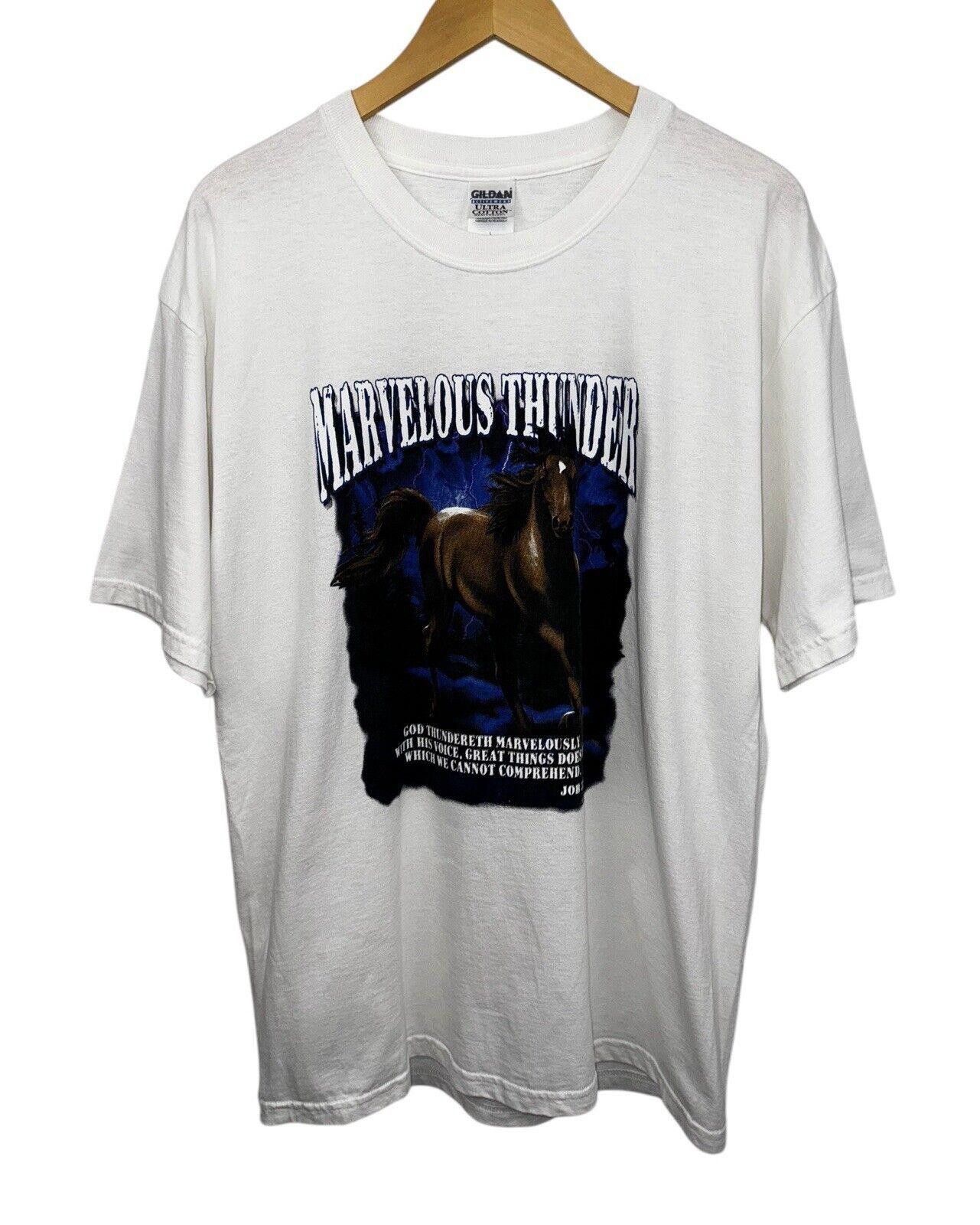 Designer VTG 90s Marvelous Thunder Lightning Horse Religious Shirt L Size US L / EU 52-54 / 3 - 1 Thumbnail