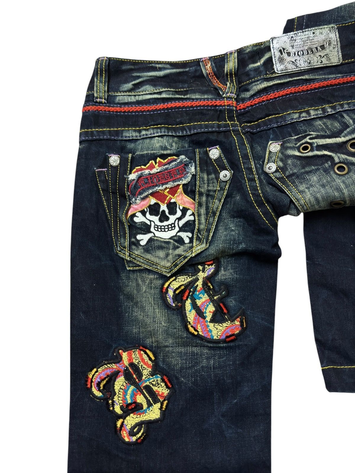 Japanese Brand FLARE RIOBERA SKELETON EMBROIDERED DESIGN LOW RISE DENIM Size US 28 / EU 44 - 12 Thumbnail