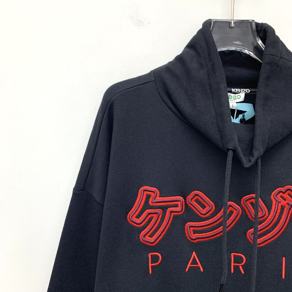 Kenzo Kenzo Black Drawstring Long Sleeve Sweatshirt K26WX Size L / US 10 / IT 46 - 3 Thumbnail