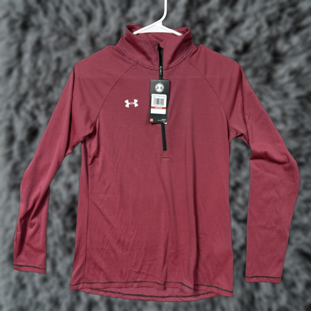 Under Armour Under Armour HeatGear Pullover Womens XS Pink Gray 1/4 Zip Striped NWT Size XS / US 0-2 / IT 36-38 - 1 Thumbnail
