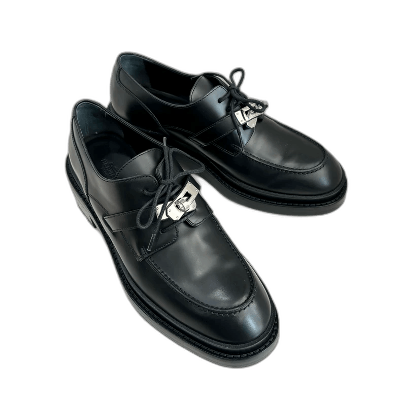 Hermes Hermes Black Silver Kelly Loafers Size 38-2506 Size US 8 / IT 38 - 1 Thumbnail