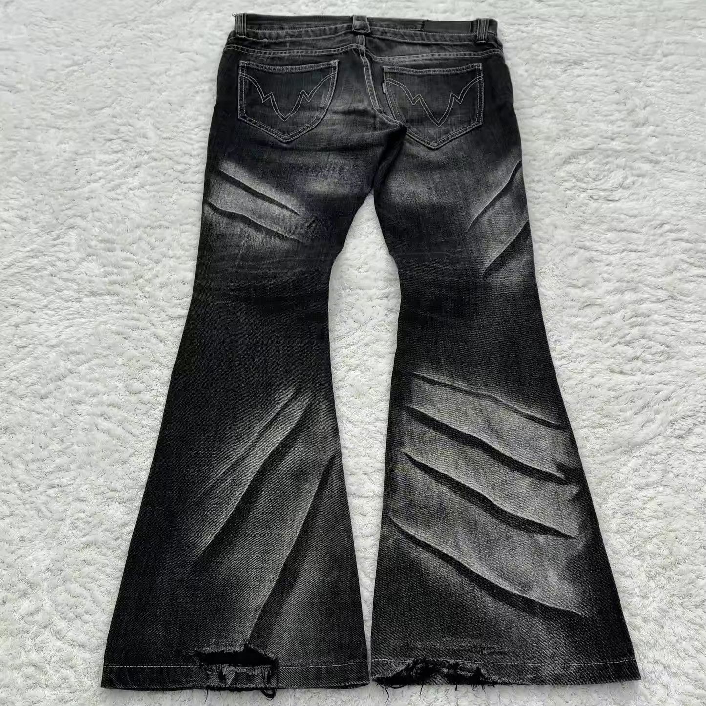 Designer Y2k Flared Lace Up Jean Size US 37 - 2 Thumbnail