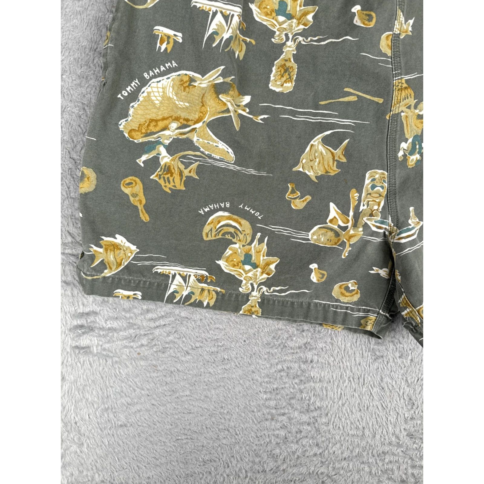 Tommy Bahama VINTAGE Tommy Bahama Shorts Mens XL Green Relax Tropical Fish Print Drawstring Hawaiian Size US 36 / EU 52 - 3 Thumbnail