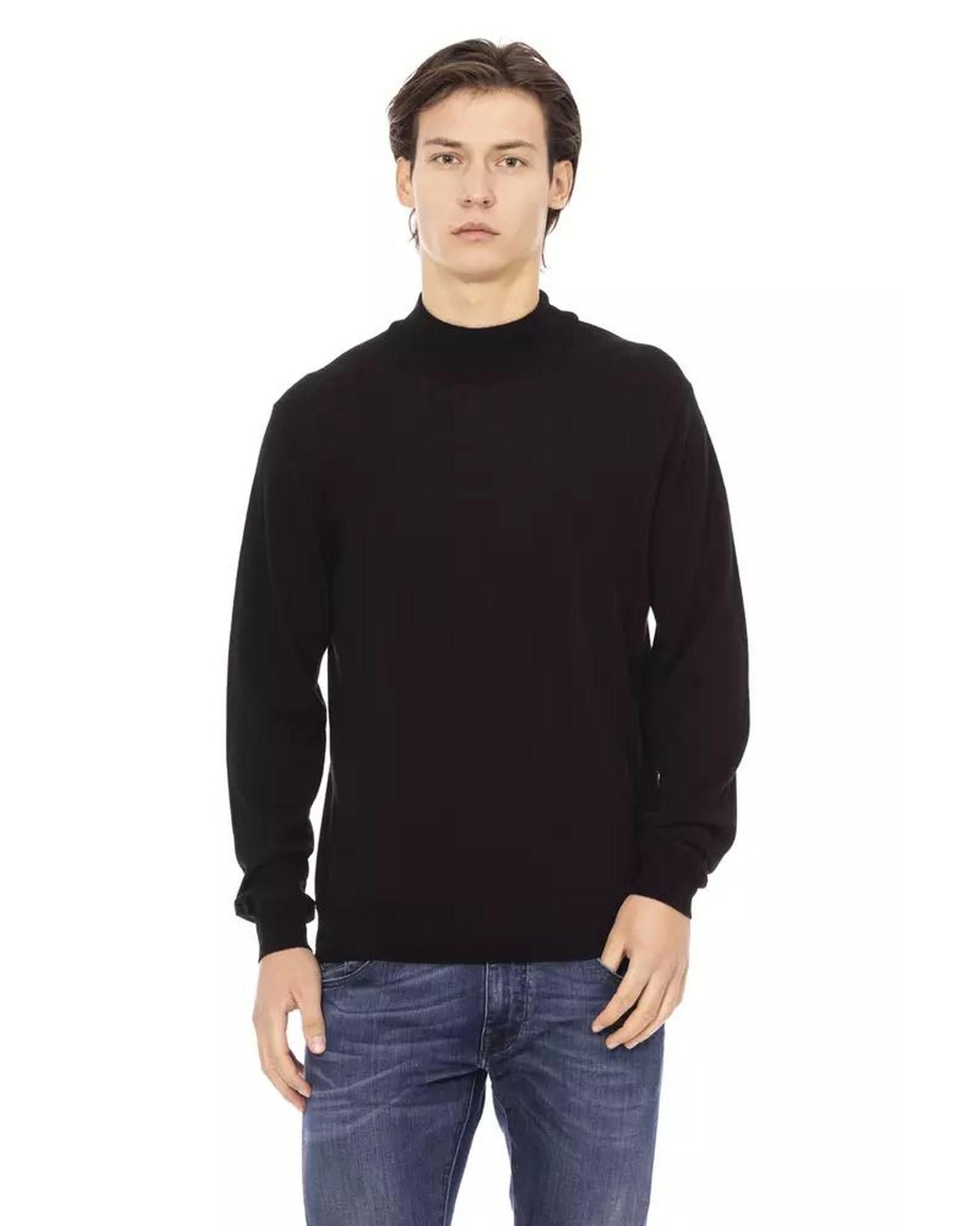 Image of Baldinini Turtleneck Fabric Sweater in Black, Men's (Size Small)