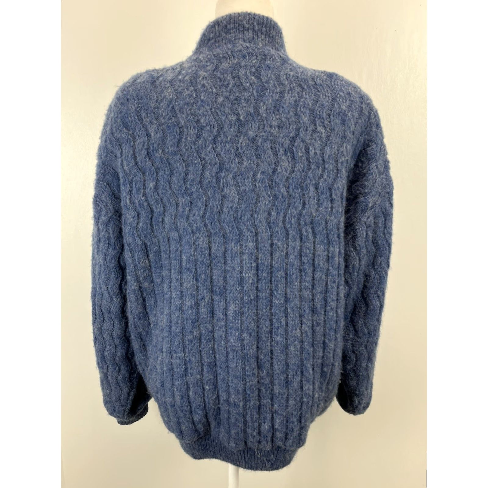 Vintage VINTAGE Tundra 80s Wool Sweater Jacket Womens XL Blue Lined Shoulder Pads Size XL / US 12-14 / IT 48-50 - 3 Thumbnail