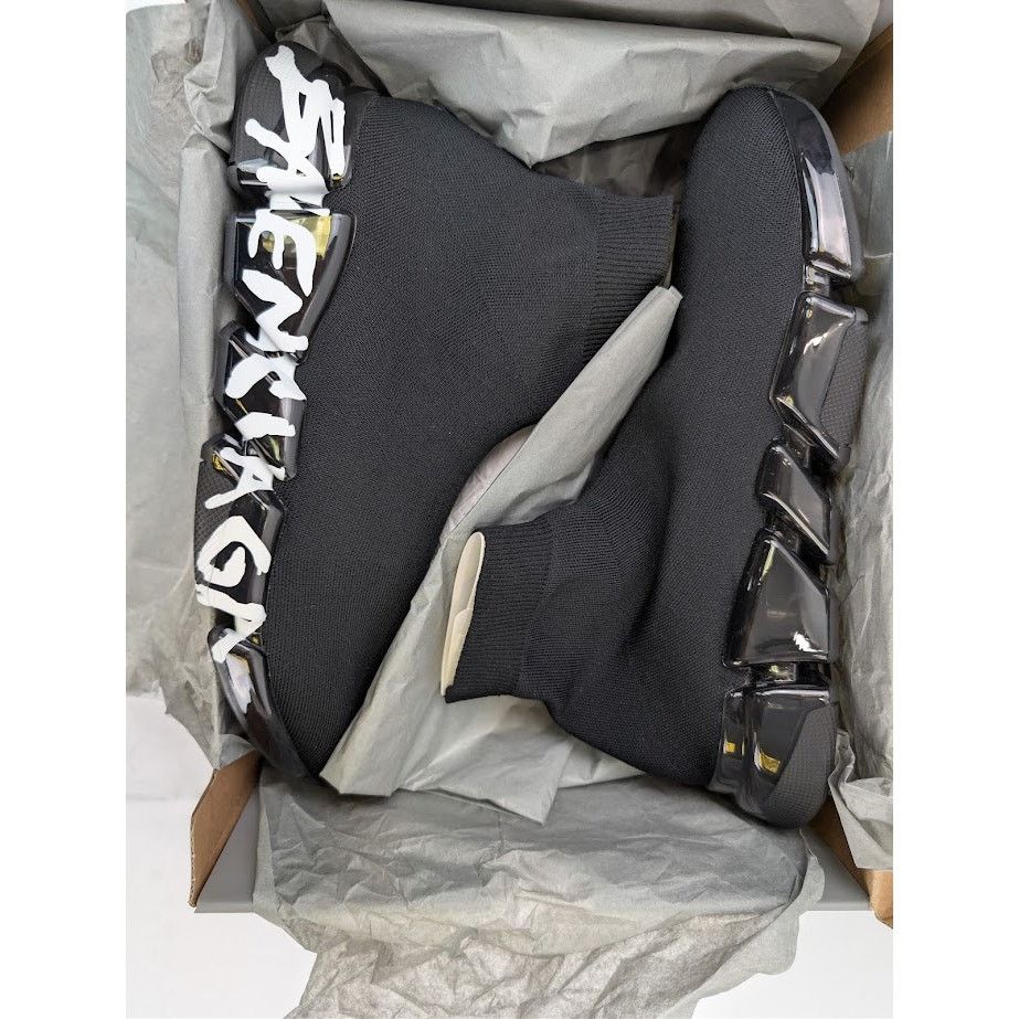 Balenciaga o1rshd1 Recycled Speed 2.0 Sneakers in Black/White Size US 12 / EU 45 - 20 Thumbnail