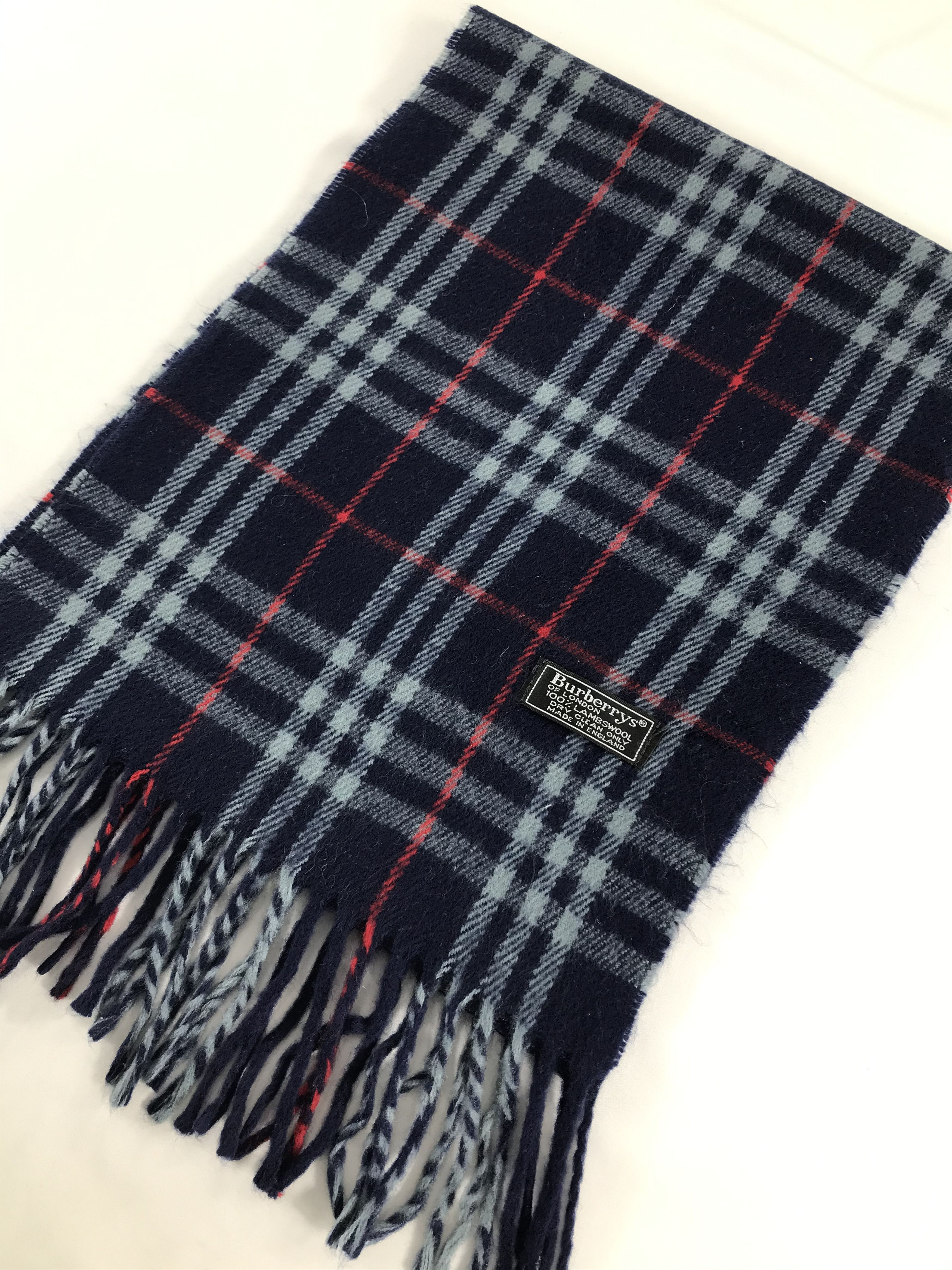 Burberry Burberrys Nova Check Blue Wool Scarf Muffler V463 Size ONE SIZE - 3 Thumbnail