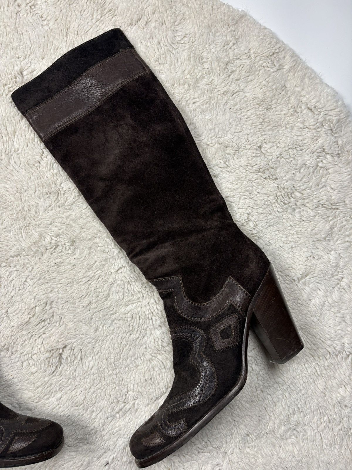 Miu Miu Miu Miu Vintage Cowboy Camperos Suede Brown Boots Rare Size US 7 / IT 37 - 3 Thumbnail