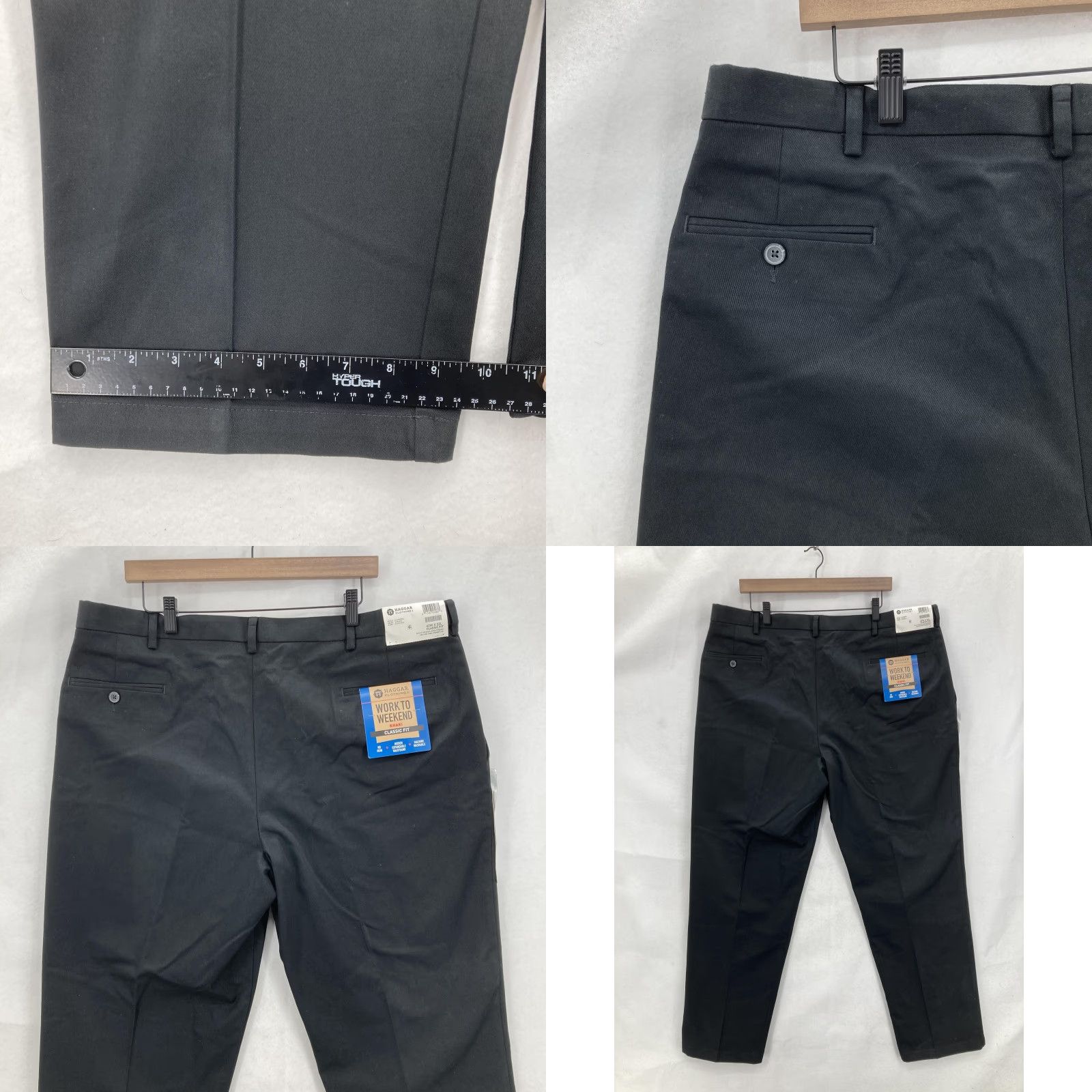 Haggar Haggar Work to Weekend Khaki Pants Mens 42x32 Black Classic Fit Flat Front NWT Size US 42 / EU 58 - 9 Thumbnail