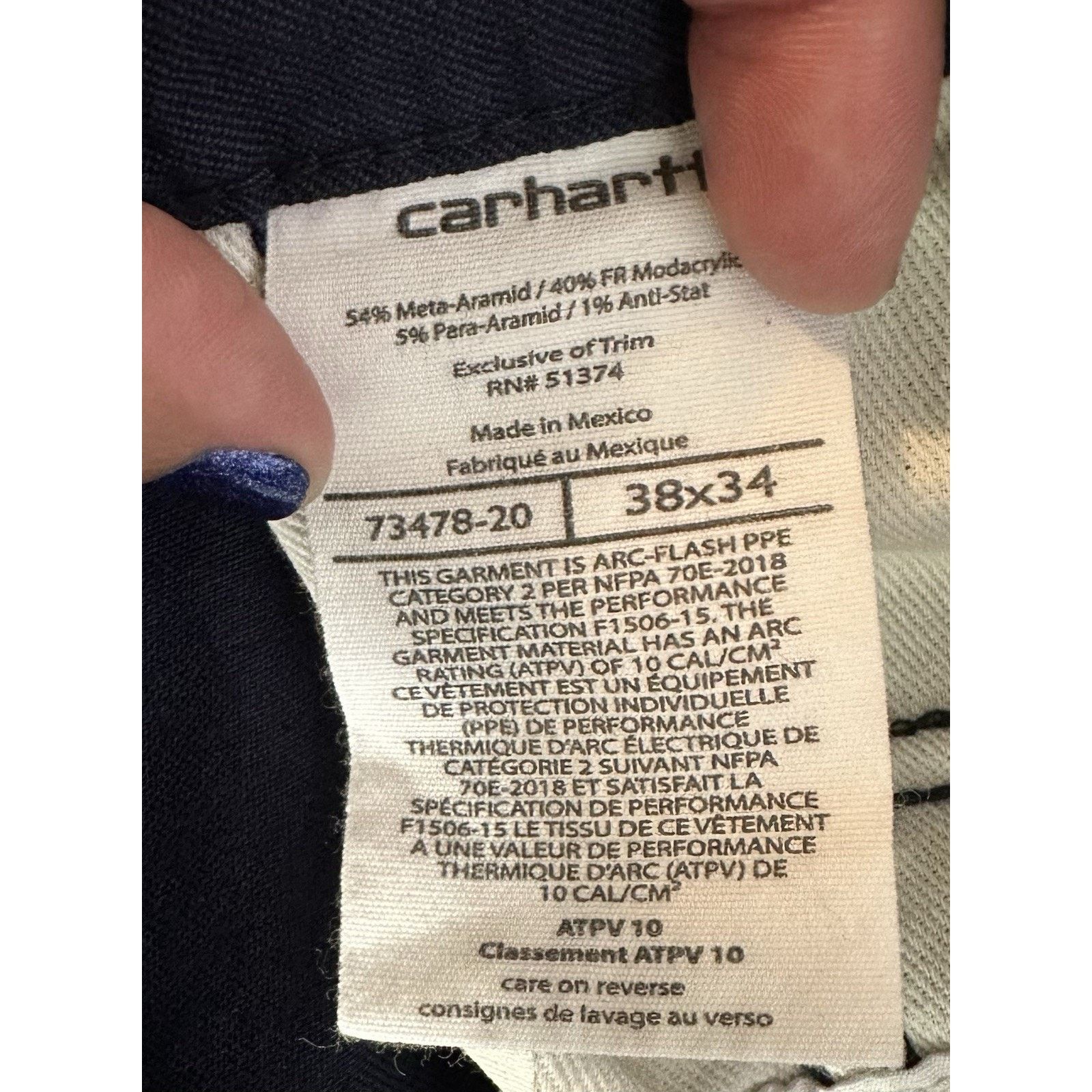 Carhartt Carhartt FR Flame-Resistant 38x34 Navy Cat 2 Size US 38 / EU 54 - 9 Thumbnail