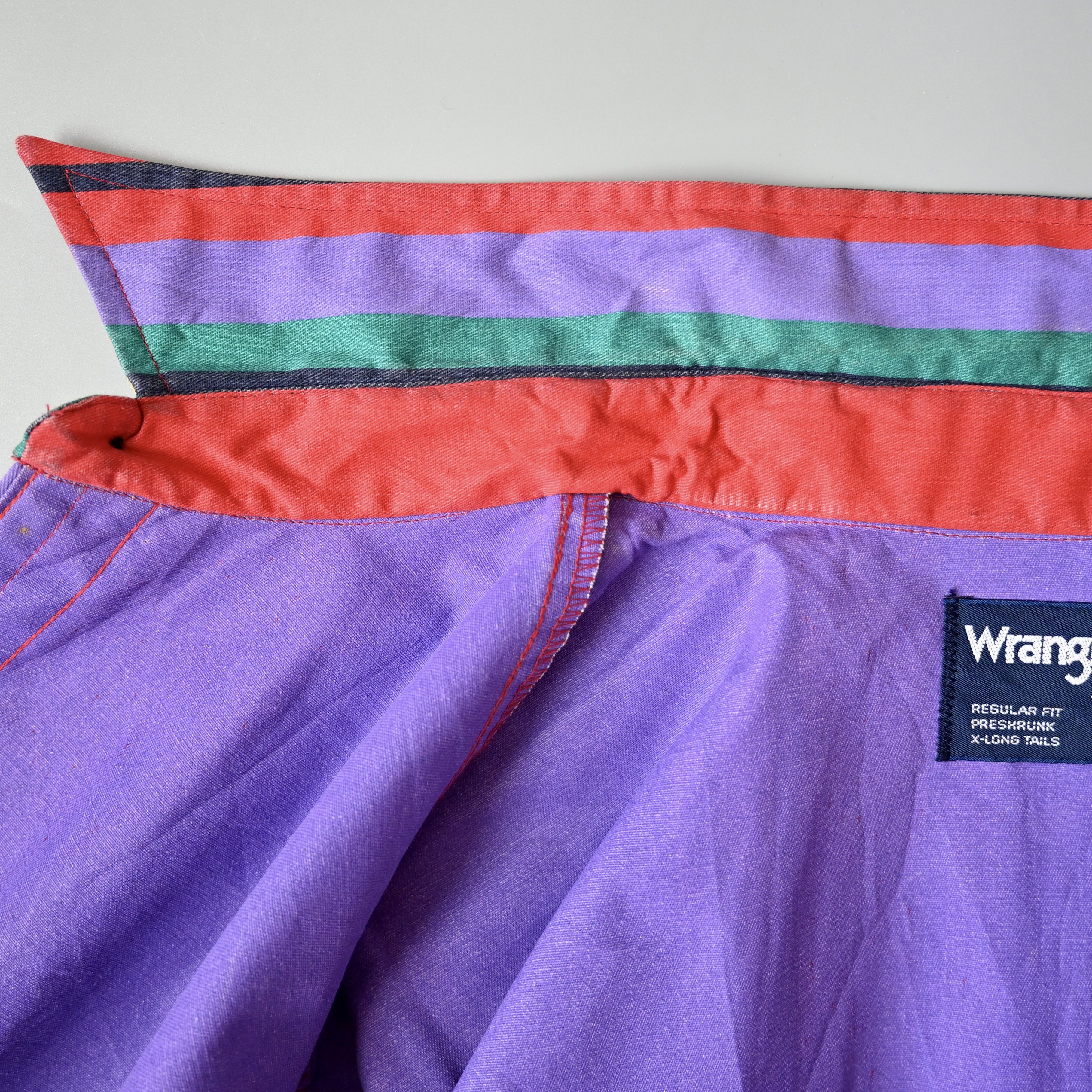 Vintage VTG 90s Wrangler Brushpopper cape shirt rainbow stripe 17.5 Size US XL / EU 56 / 4 - 18 Thumbnail