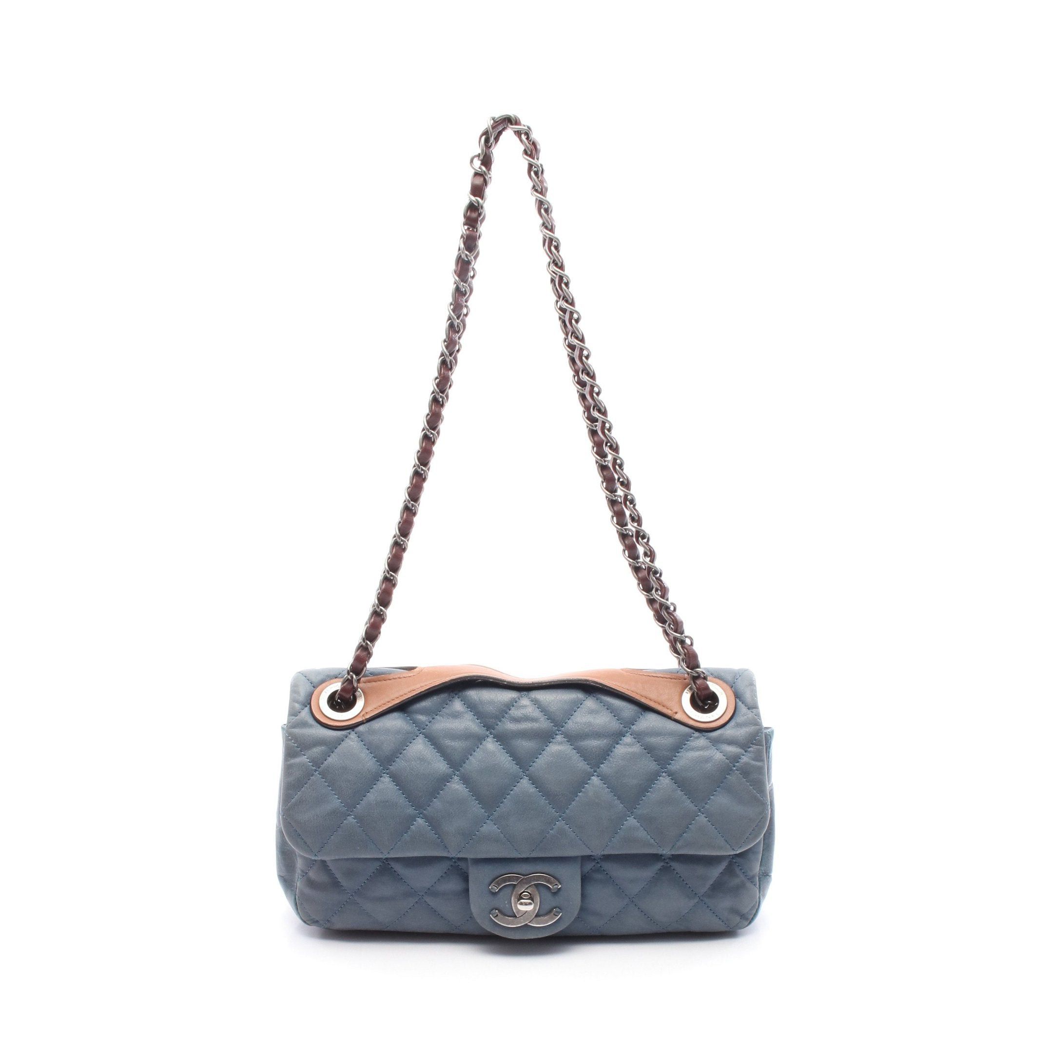 Chanel Chanel Matelasse Chain Shoulder Bag Leather Blue Brown Antique Silver Hardware Size ONE SIZE - 1 Thumbnail