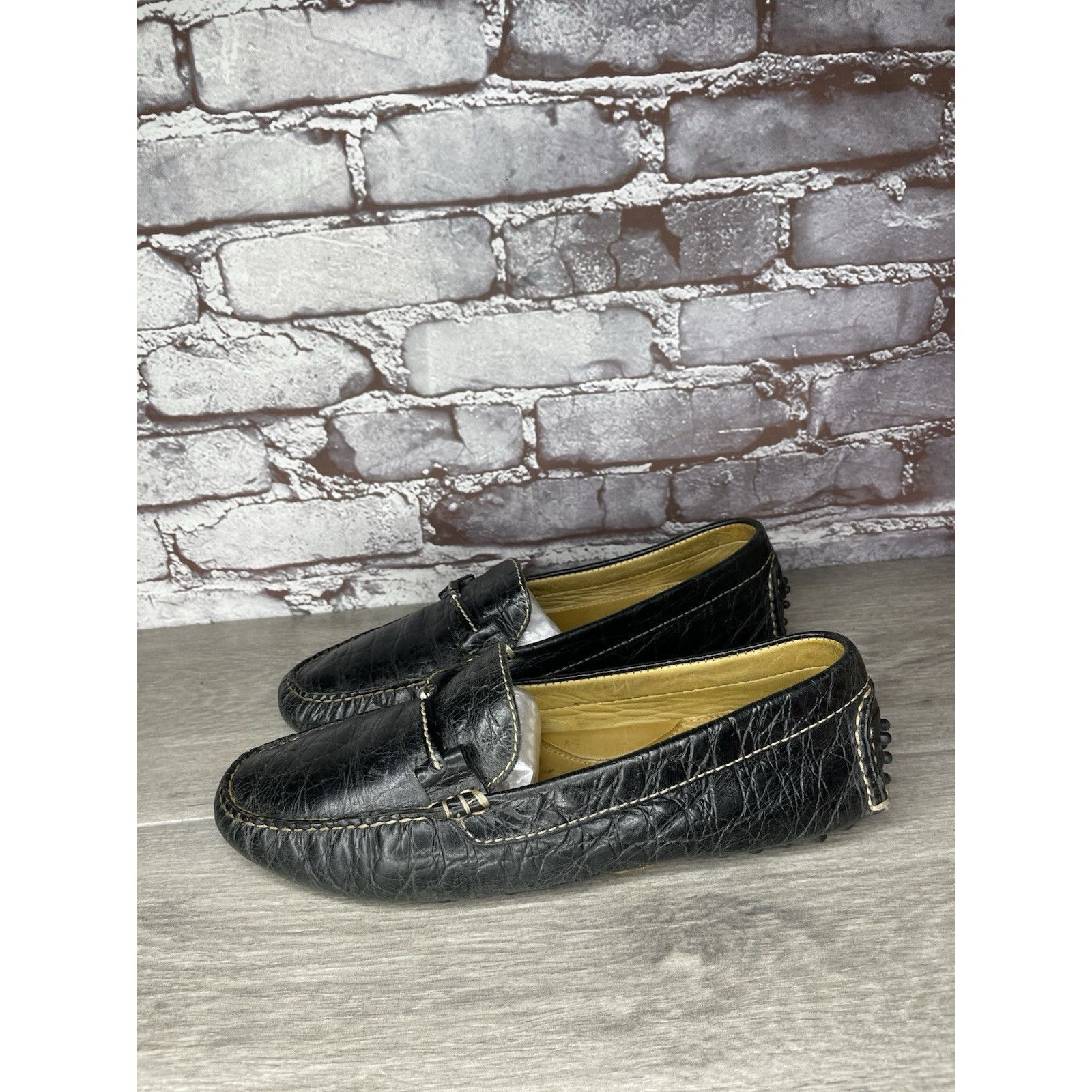 Martin Dingman Martin Dingman Croc Embossed Black Leather Loafers Moccasins Size US 8 / IT 38 - 1 Thumbnail