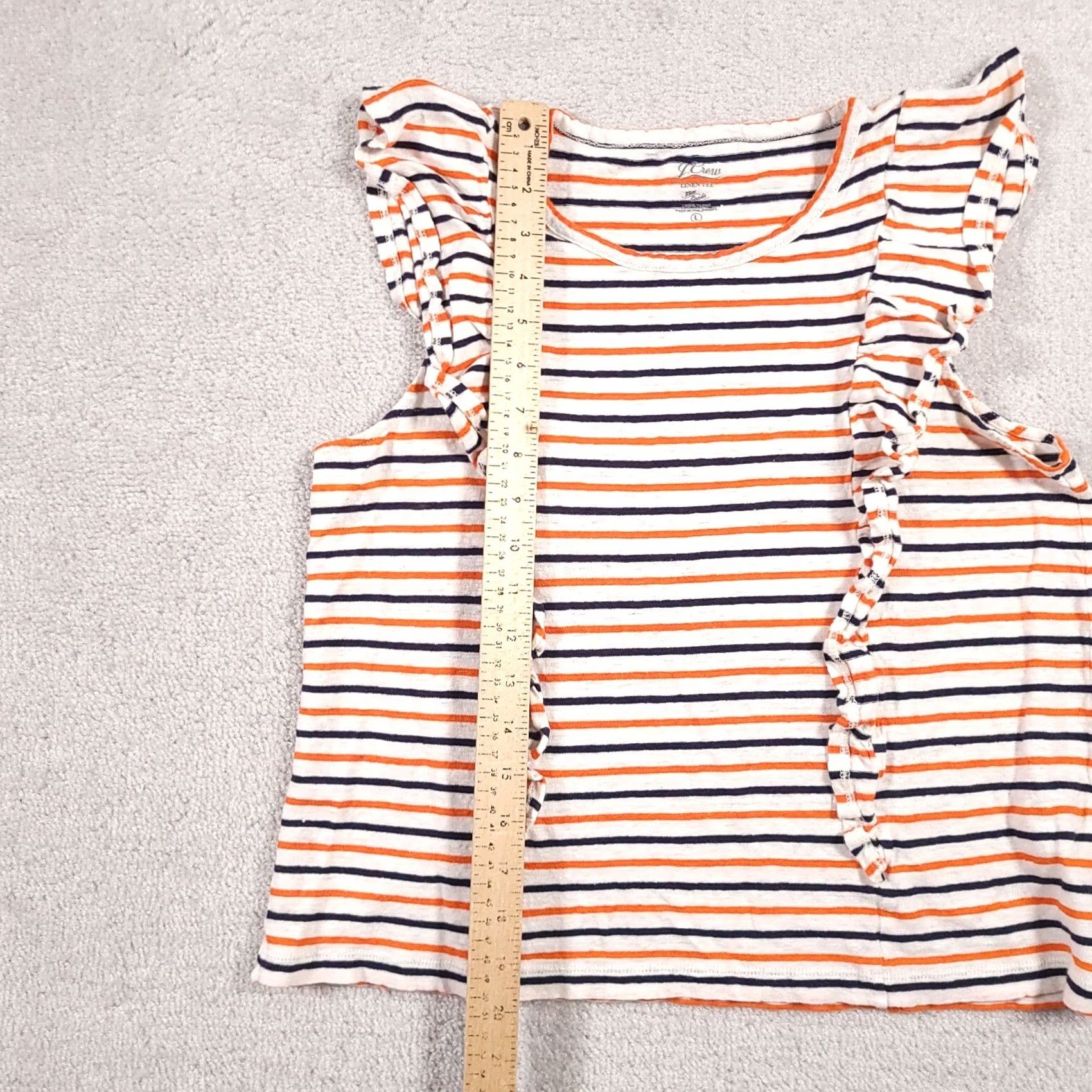 J.Crew J. Crew Linen Tee Knit Goods Tank Sleeveless Shirt Women's Large Stripe Flutter Shirt Size L / US 10 / IT 46 - 7 Thumbnail