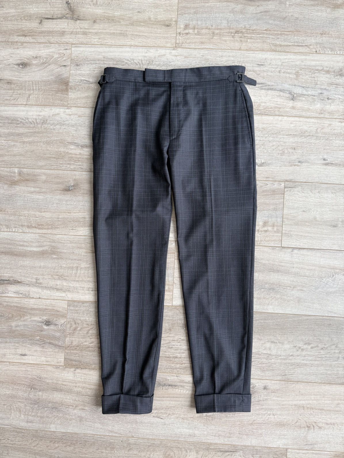 Tom Ford Tom Ford Navy Check Wool Trousers Side Adjusters 50R Size 50R - 6 Thumbnail