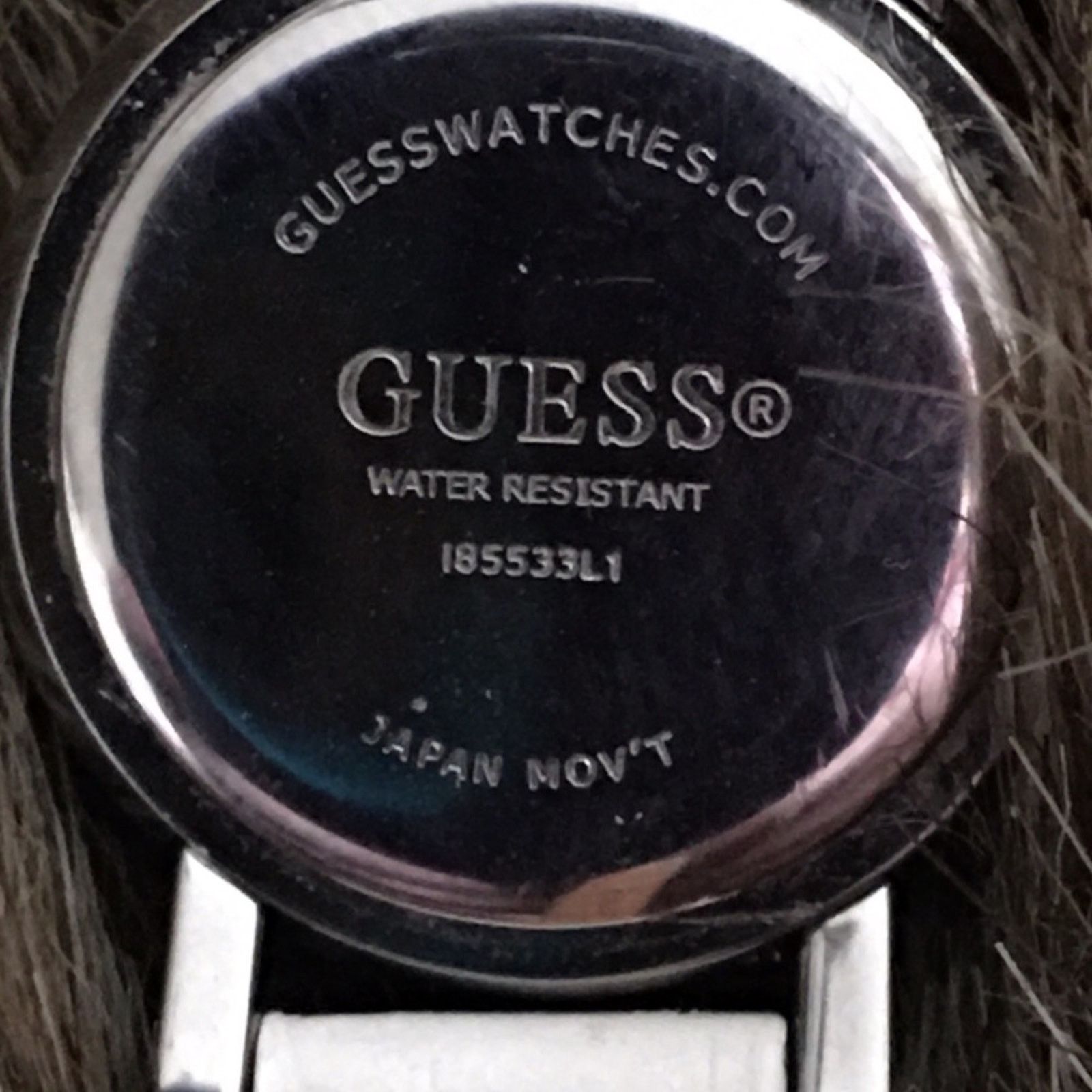 Guess Ladies Guess pink rhinestone white leather watch Size ONE SIZE - 8 Thumbnail