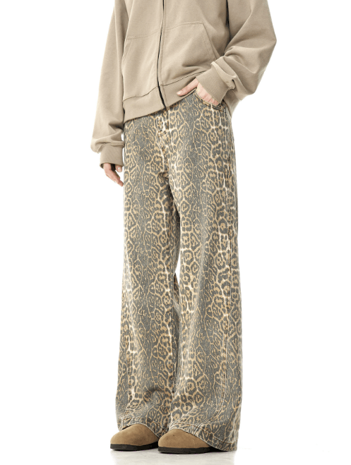 Japanese Brand × Jean American leopard retro wide-leg casual straight loose jeans Size US 32 / EU 48 - 3 Thumbnail
