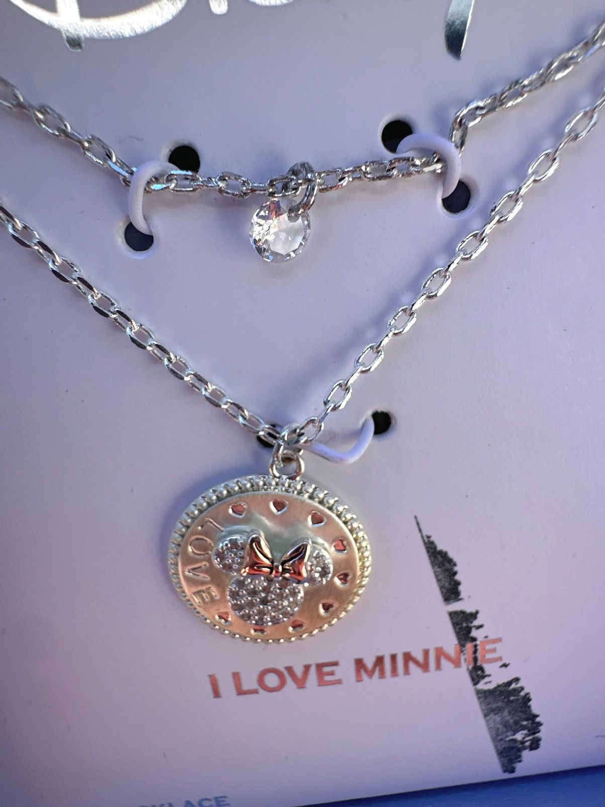 Designer Disney necklace silver tone rose gold bow “I love Minnie” Size ONE SIZE - 5 Thumbnail
