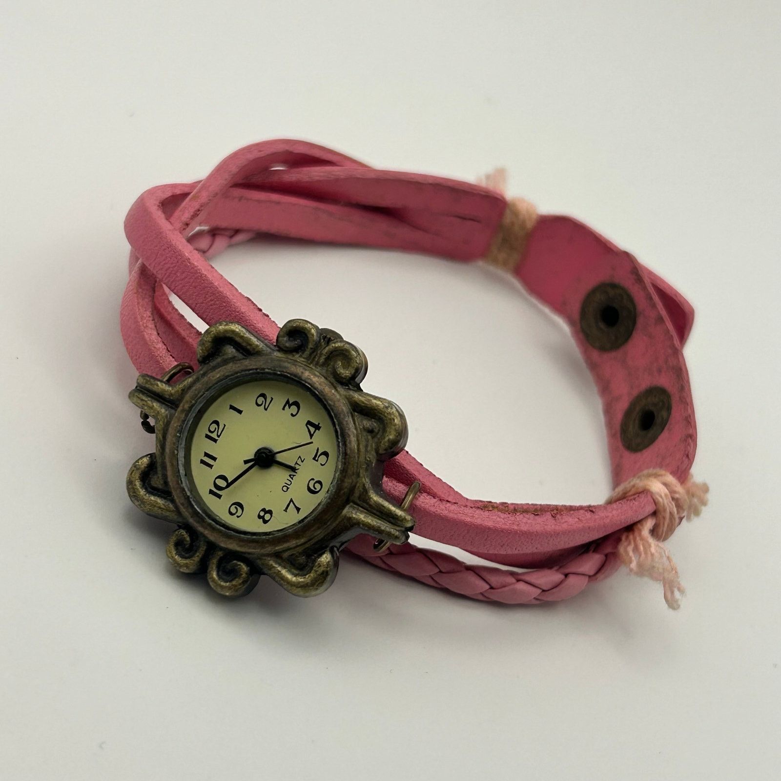 Other Boho Womens Analog Watch Bracelet Pink Snap Band New Battery Size ONE SIZE - 4 Thumbnail